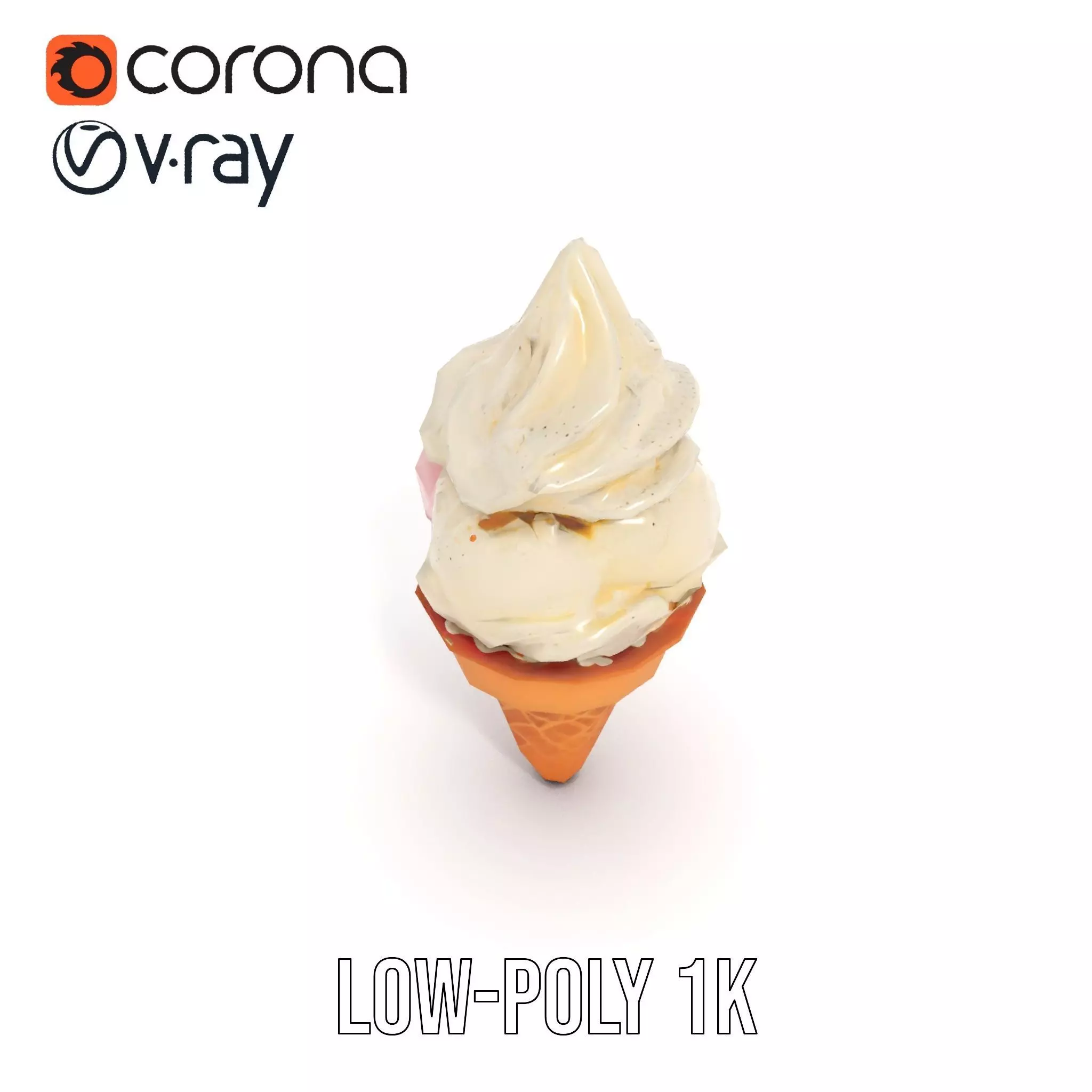 Ice Cream Cone with Scoops Model Pack Low-poly 3D model_14