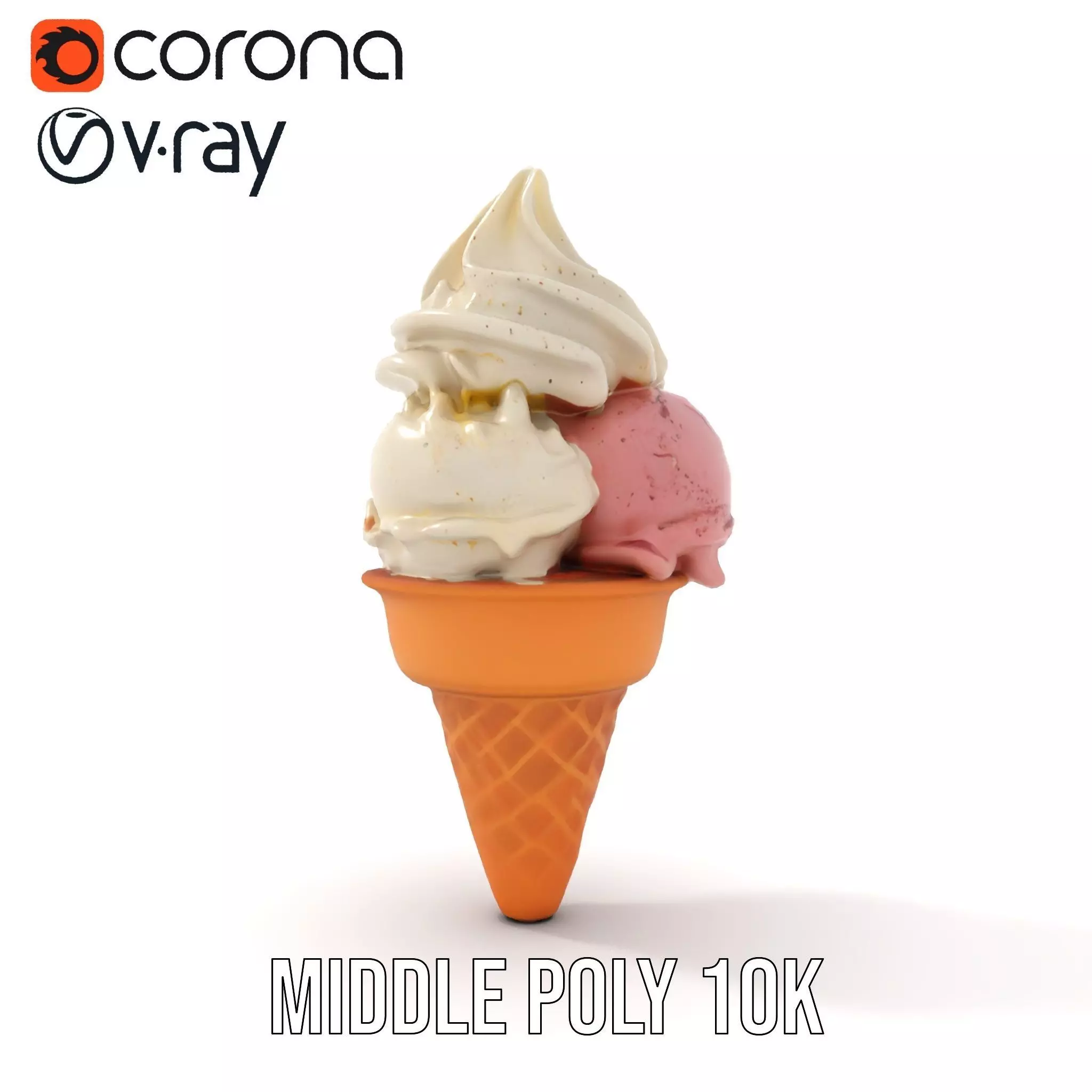 Ice Cream Cone with Scoops Model Pack Low-poly 3D model_11
