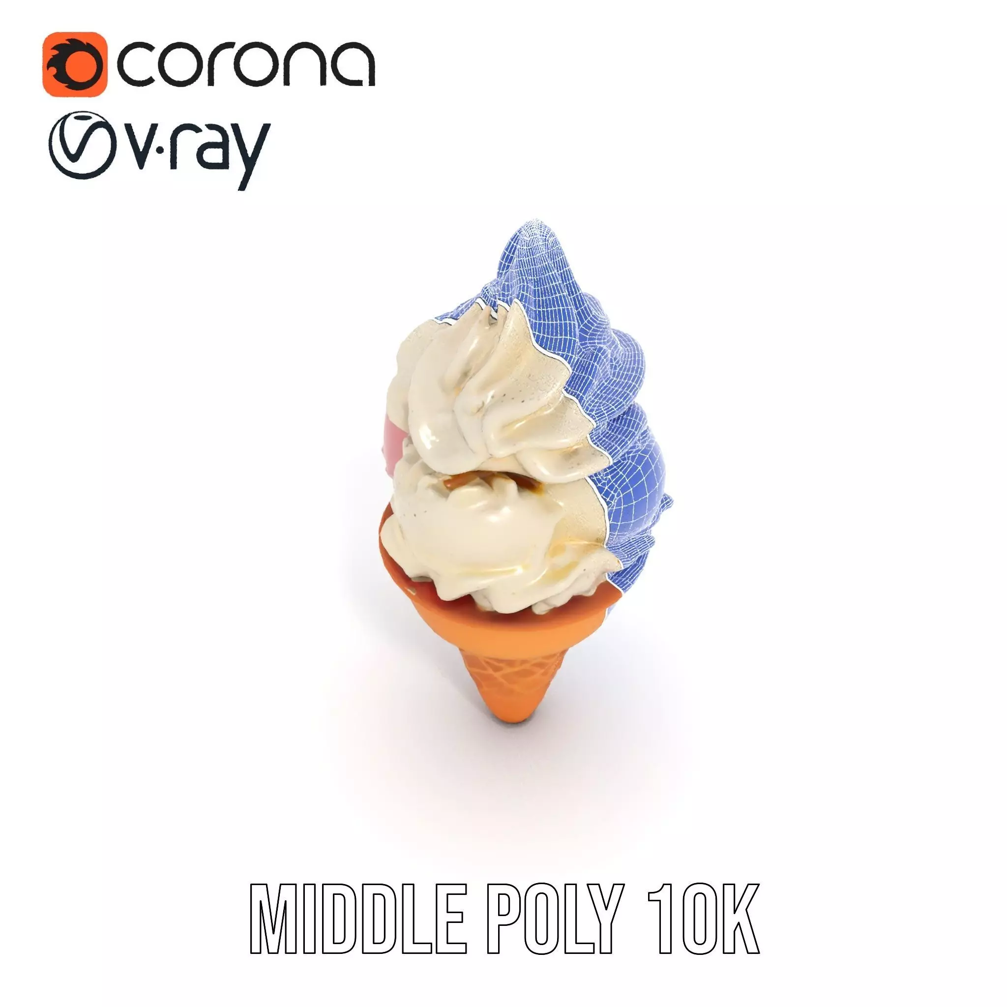 Ice Cream Cone with Scoops Model Pack Low-poly 3D model_16