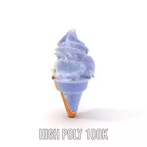Ice Cream Cone with Scoops Model Pack Low-poly 3D model 4