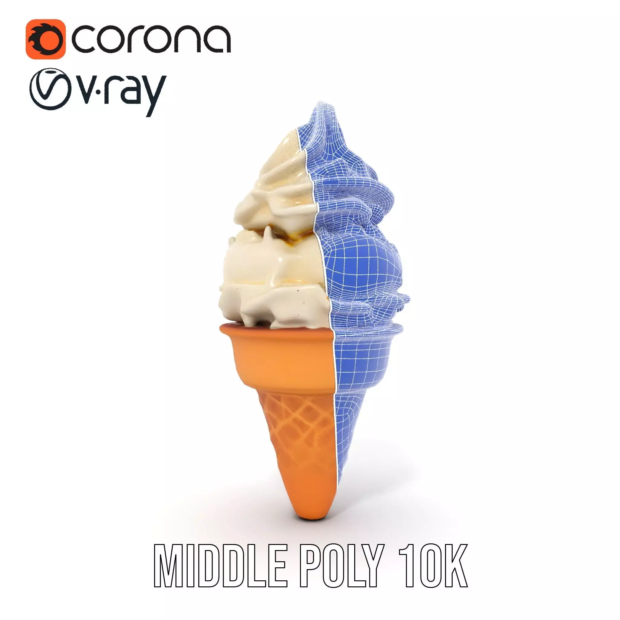 Ice Cream Cone with Scoops Model Pack Low-poly 3D model_21