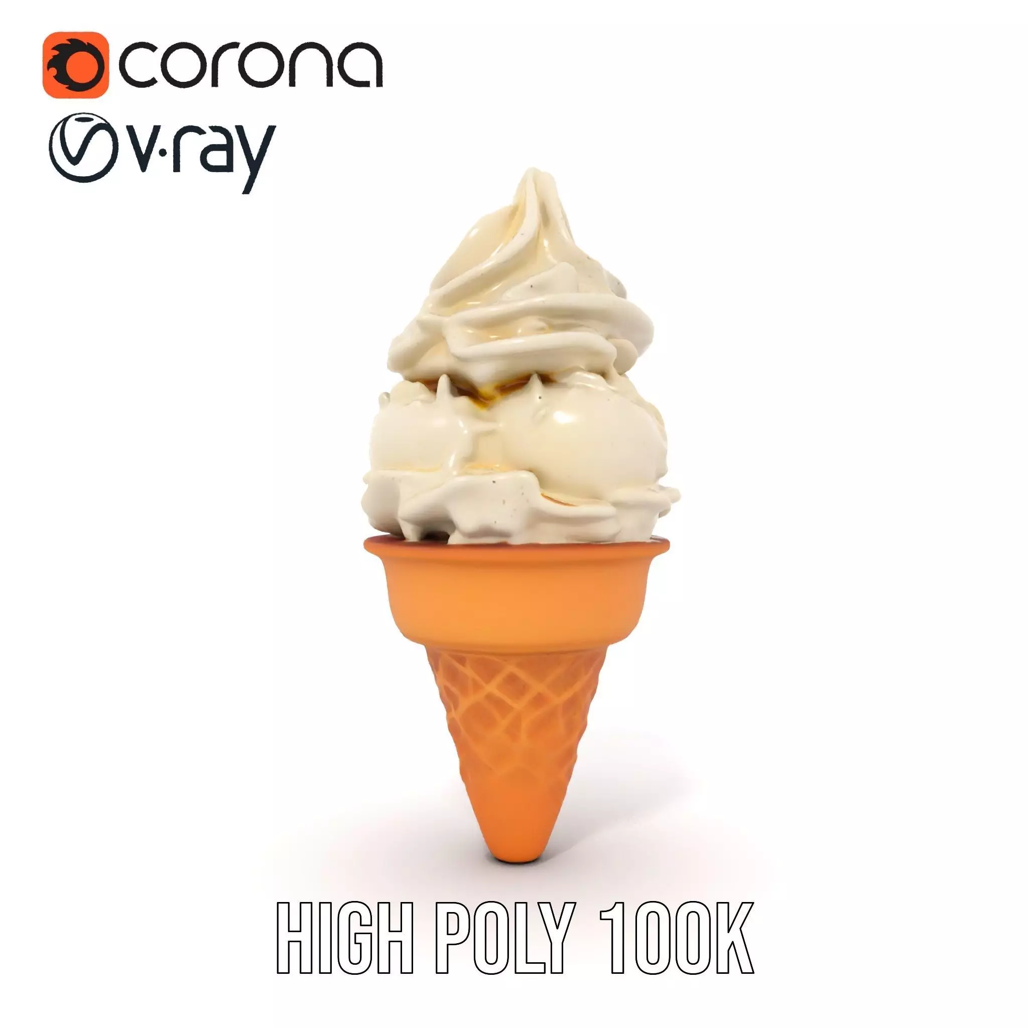 Ice Cream Cone with Scoops Model Pack Low-poly 3D model_28