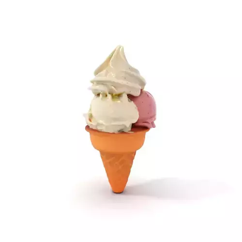 Ice Cream Cone with Scoops Model Pack Low-poly 3D model