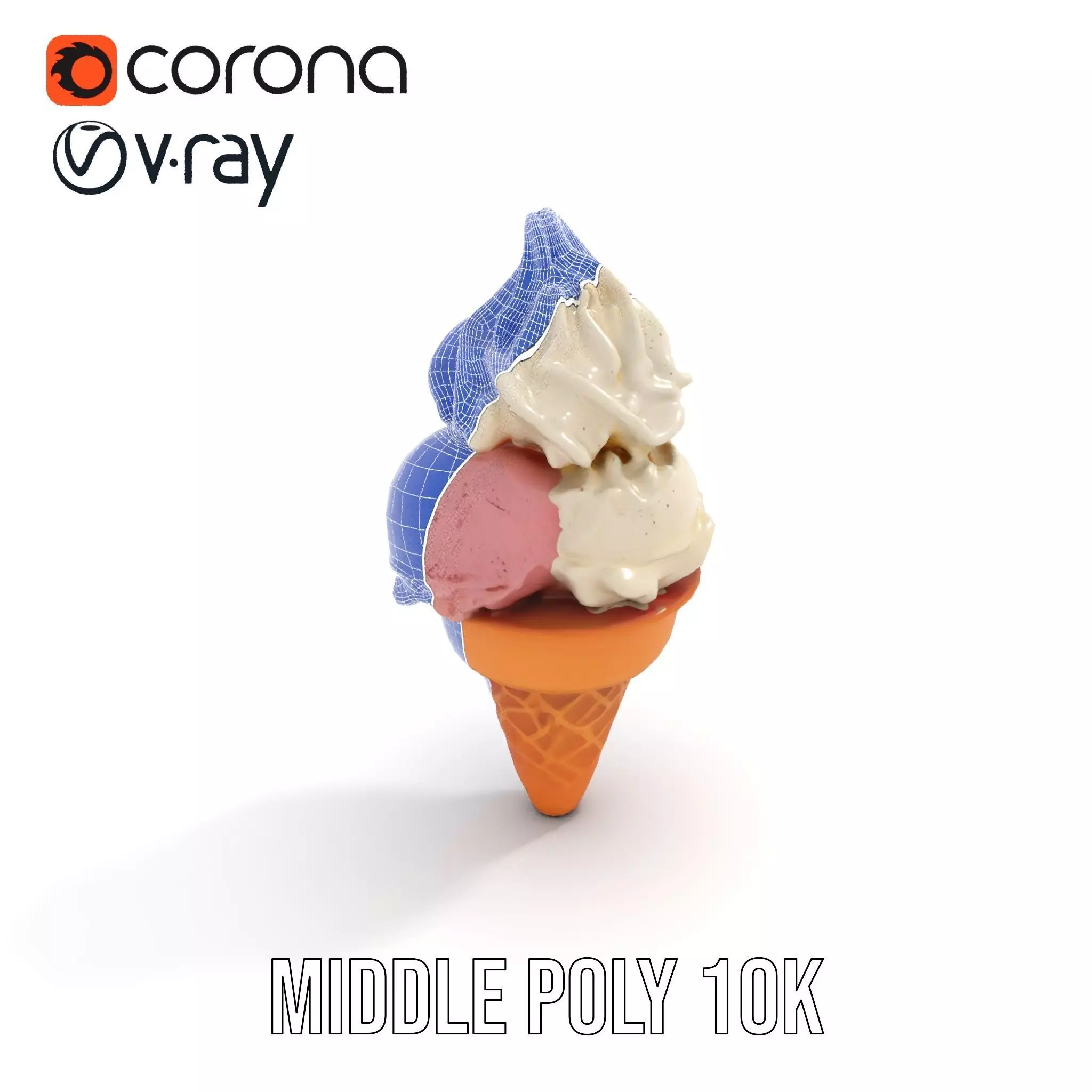 Ice Cream Cone with Scoops Model Pack Low-poly 3D model_24