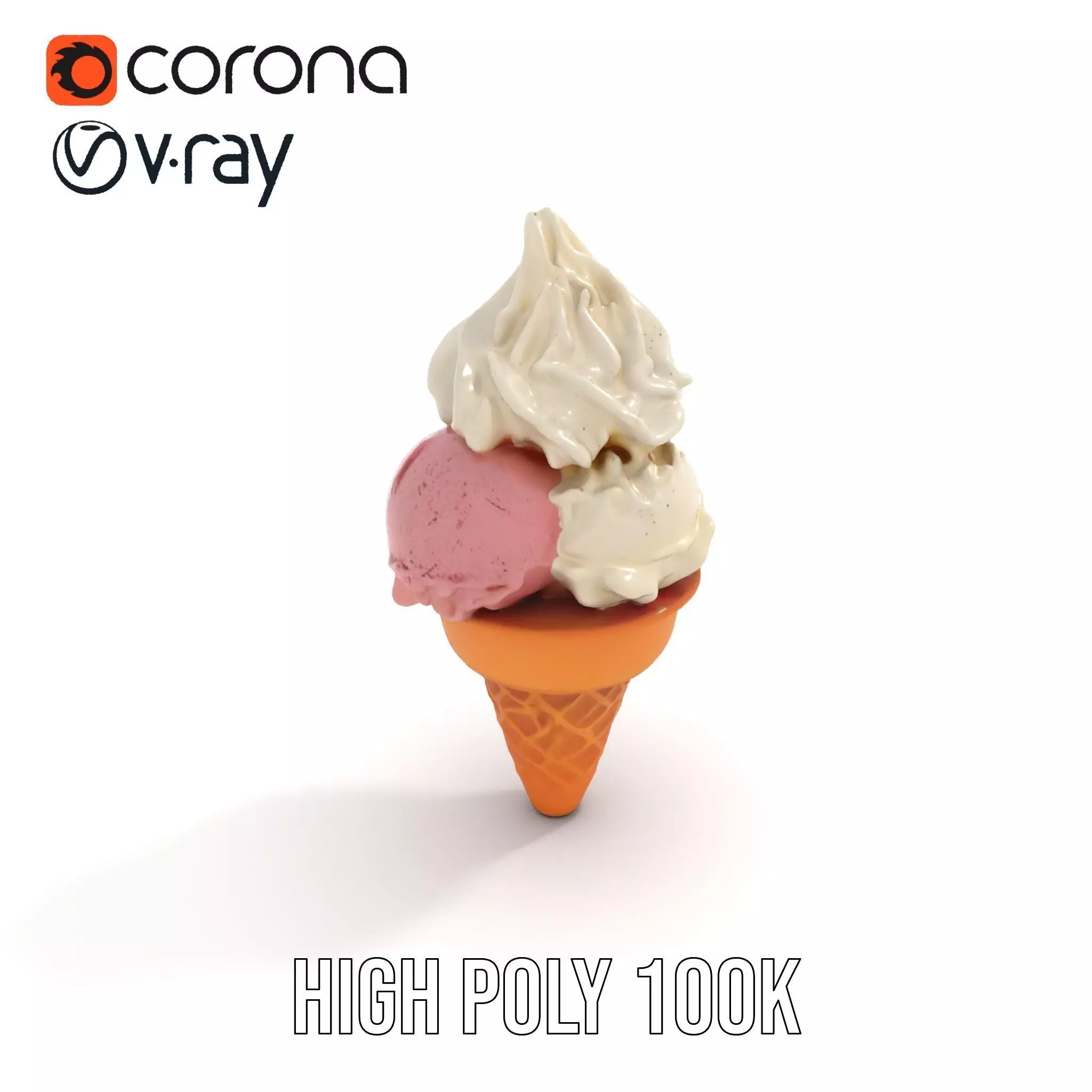 Ice Cream Cone with Scoops Model Pack Low-poly 3D model_20