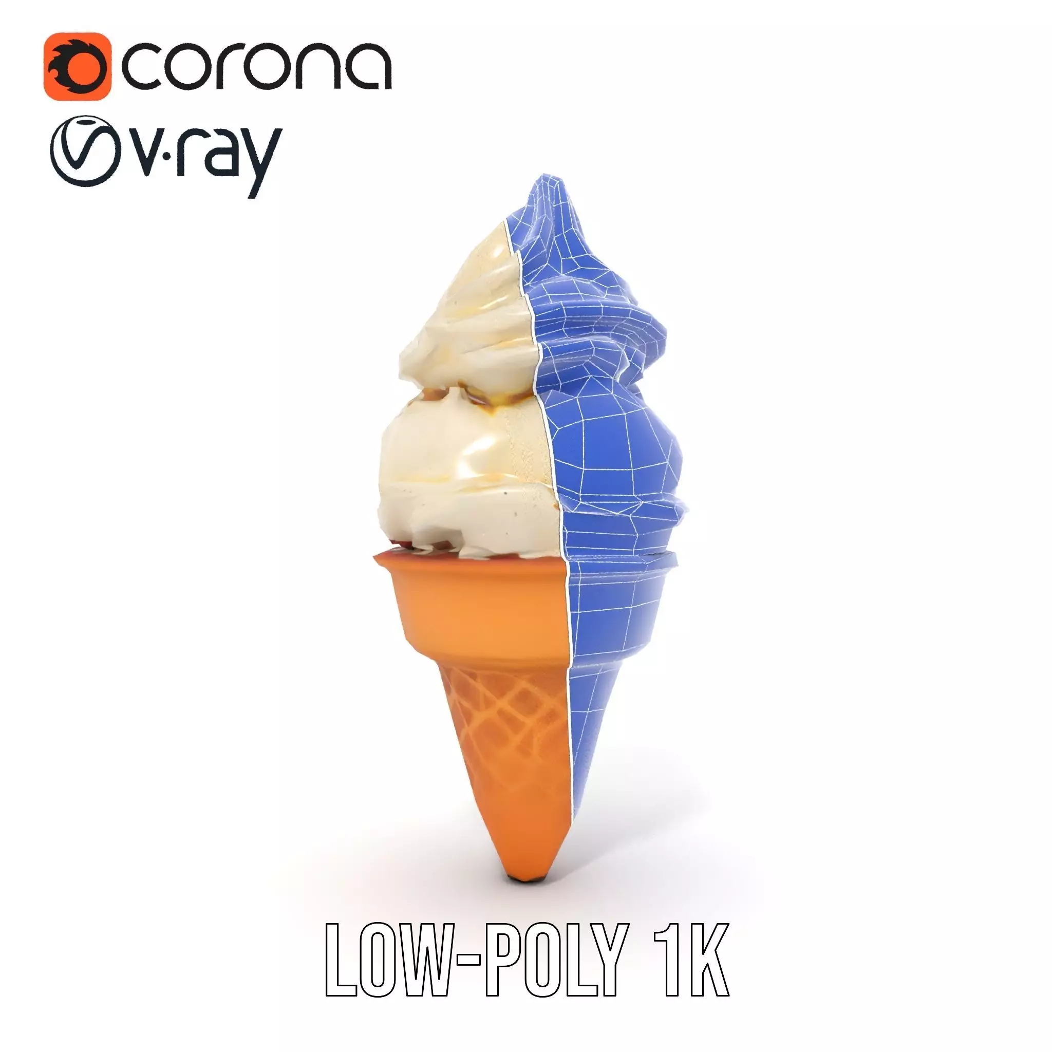 Ice Cream Cone with Scoops Model Pack Low-poly 3D model_30