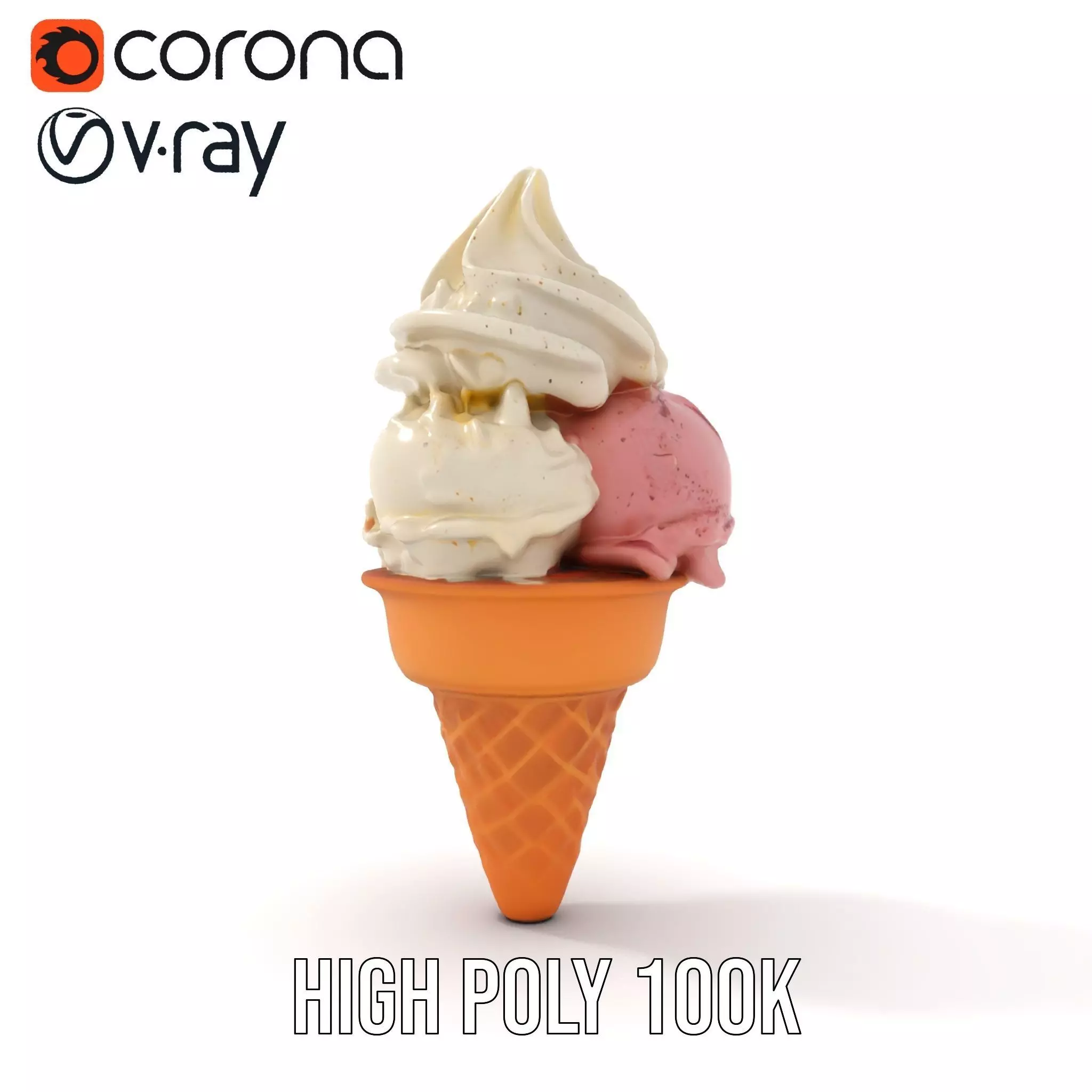 Ice Cream Cone with Scoops Model Pack Low-poly 3D model_23