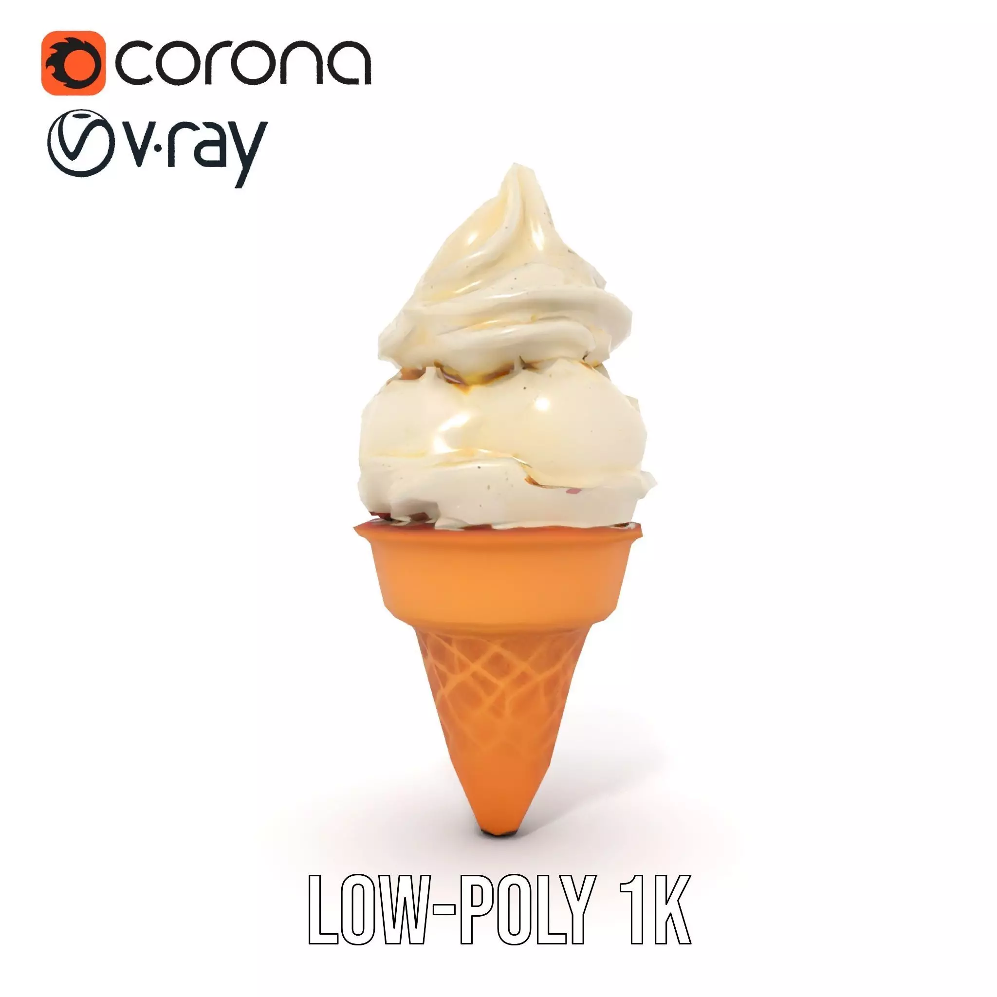 Ice Cream Cone with Scoops Model Pack Low-poly 3D model_12