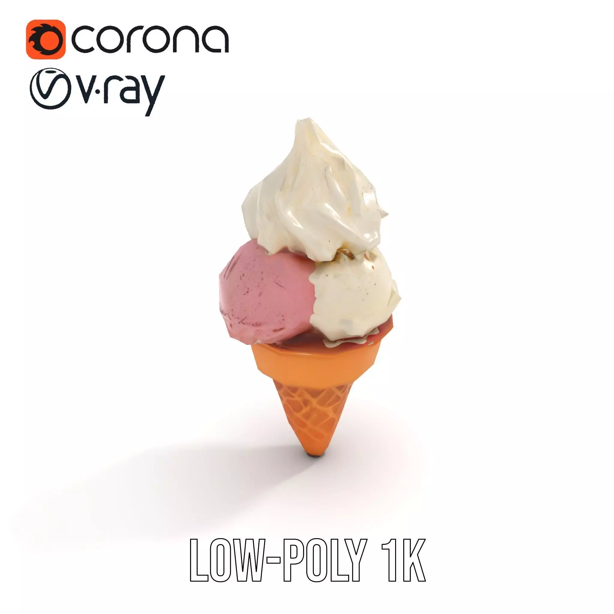 Ice Cream Cone with Scoops Model Pack Low-poly 3D model_25