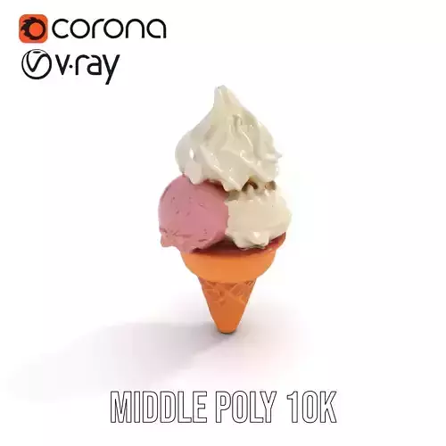 Ice Cream Cone with Scoops Model Pack Low-poly 3D model 5