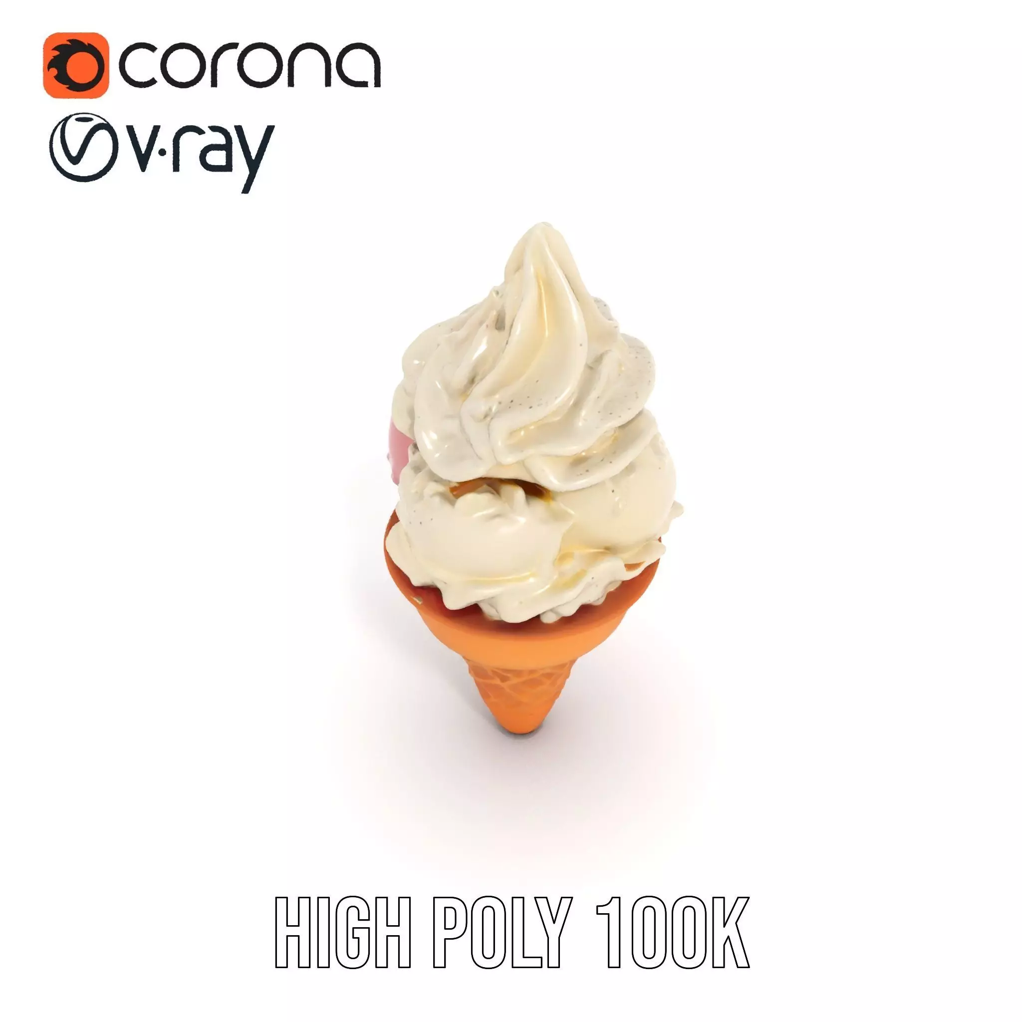 Ice Cream Cone with Scoops Model Pack Low-poly 3D model_15