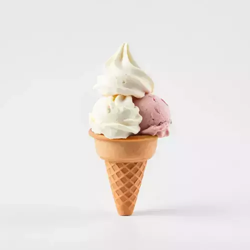 Ice Cream Cone with Scoops Model Pack Low-poly 3D model 2