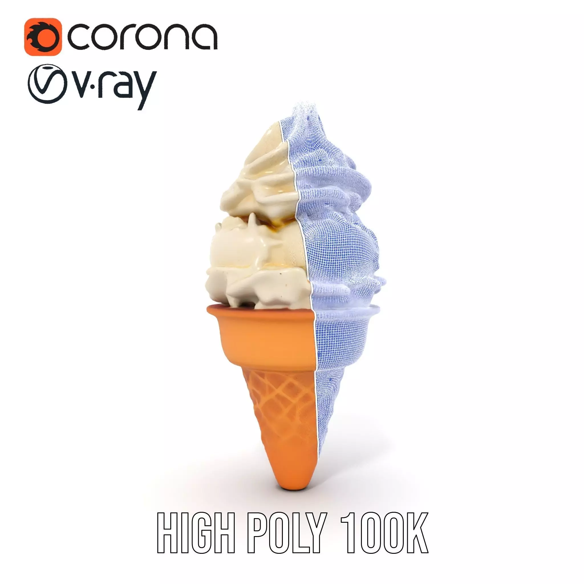Ice Cream Cone with Scoops Model Pack Low-poly 3D model_31