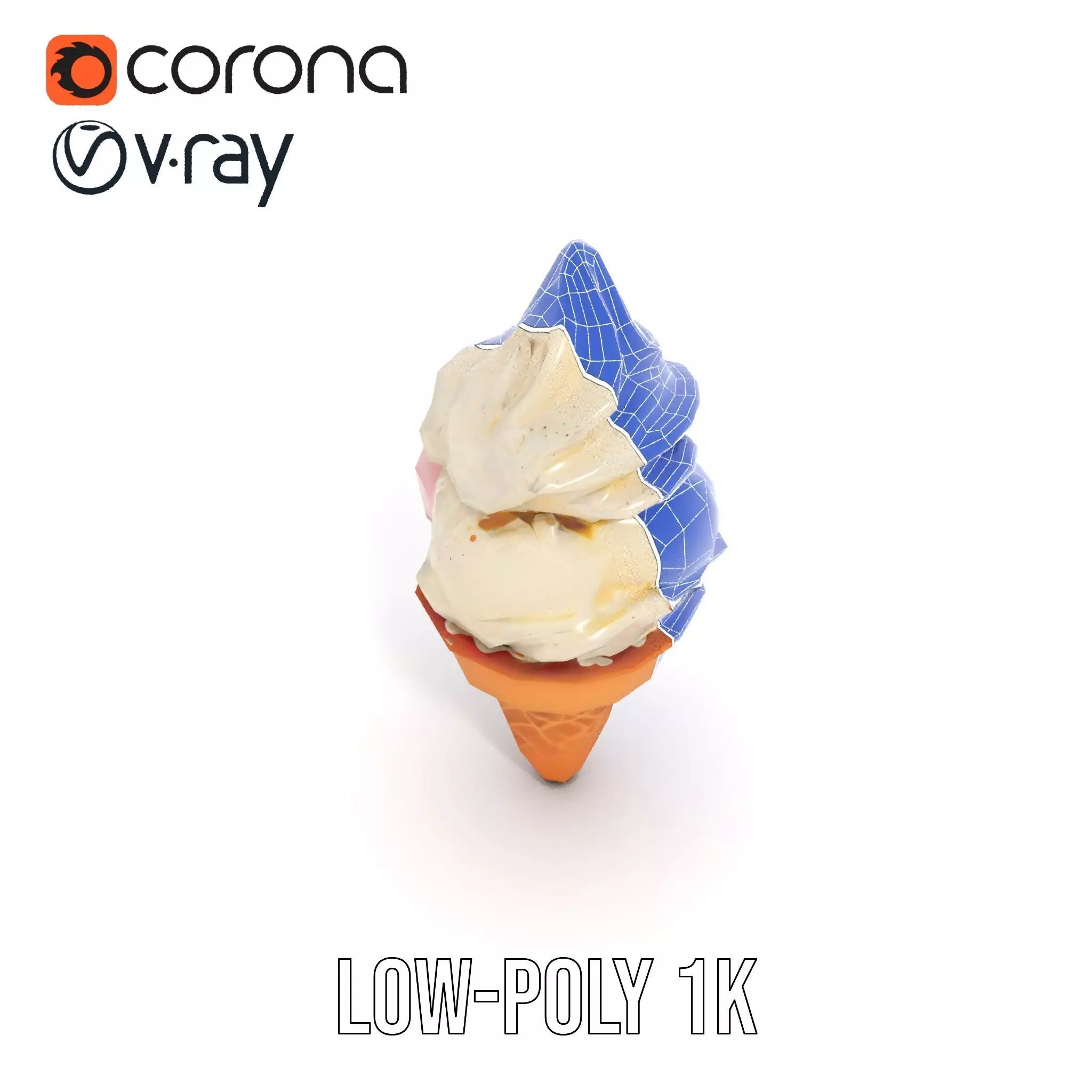 Ice Cream Cone with Scoops Model Pack Low-poly 3D model_27