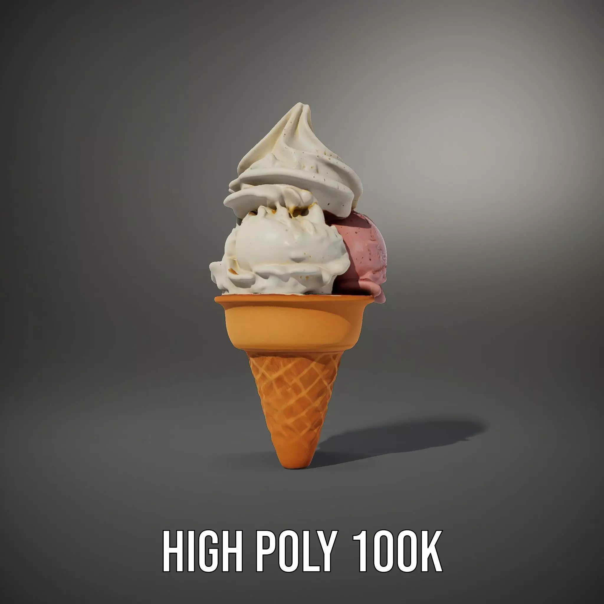 Ice Cream Cone with Scoops Model Pack Low-poly 3D model_8