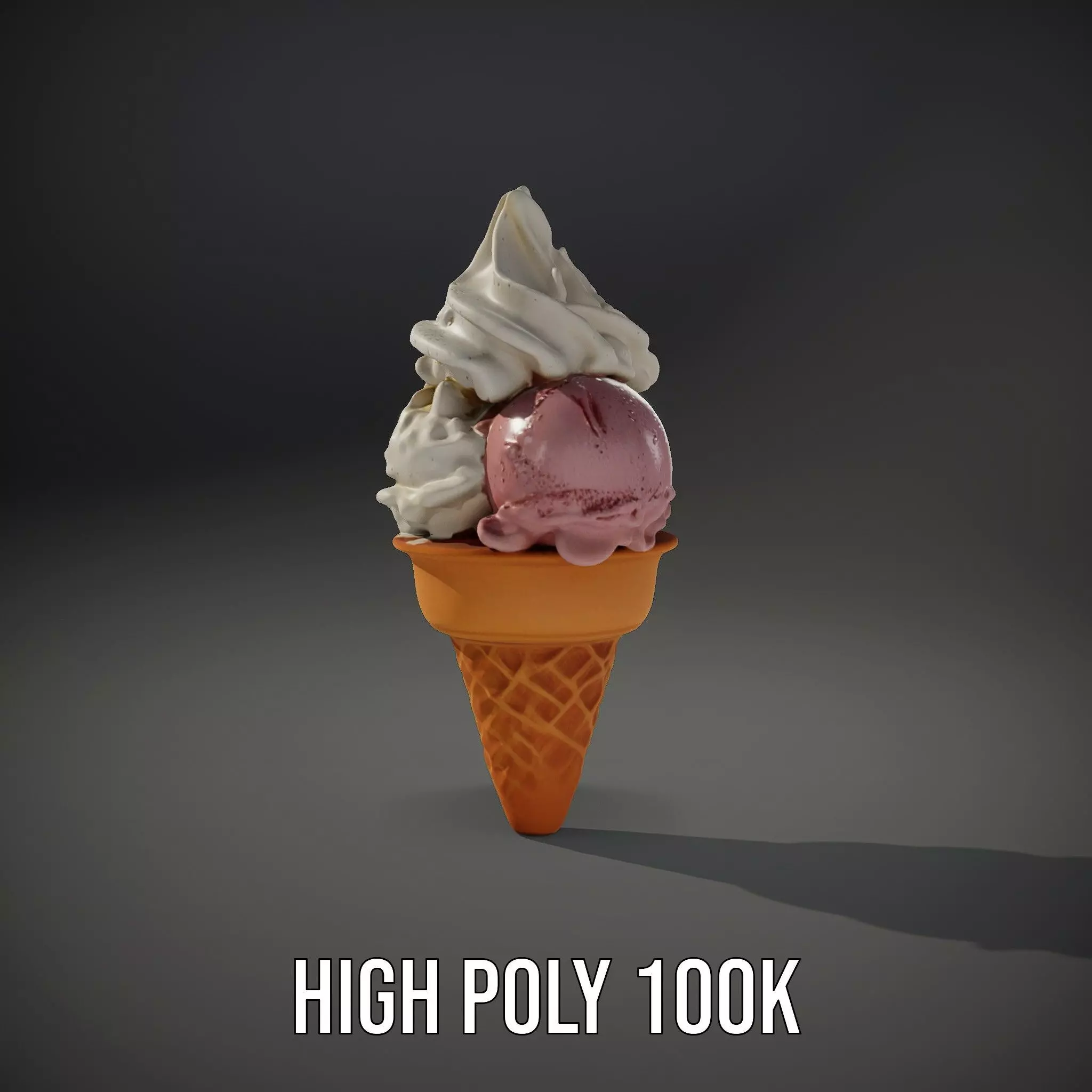 Ice Cream Cone with Scoops Model Pack Low-poly 3D model_10