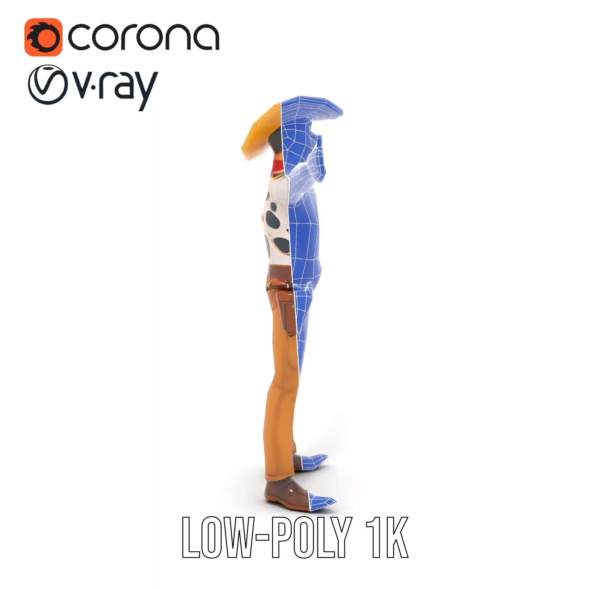 Cowboy Character Model Pack with Detailed Textures Low-poly 3D model_10