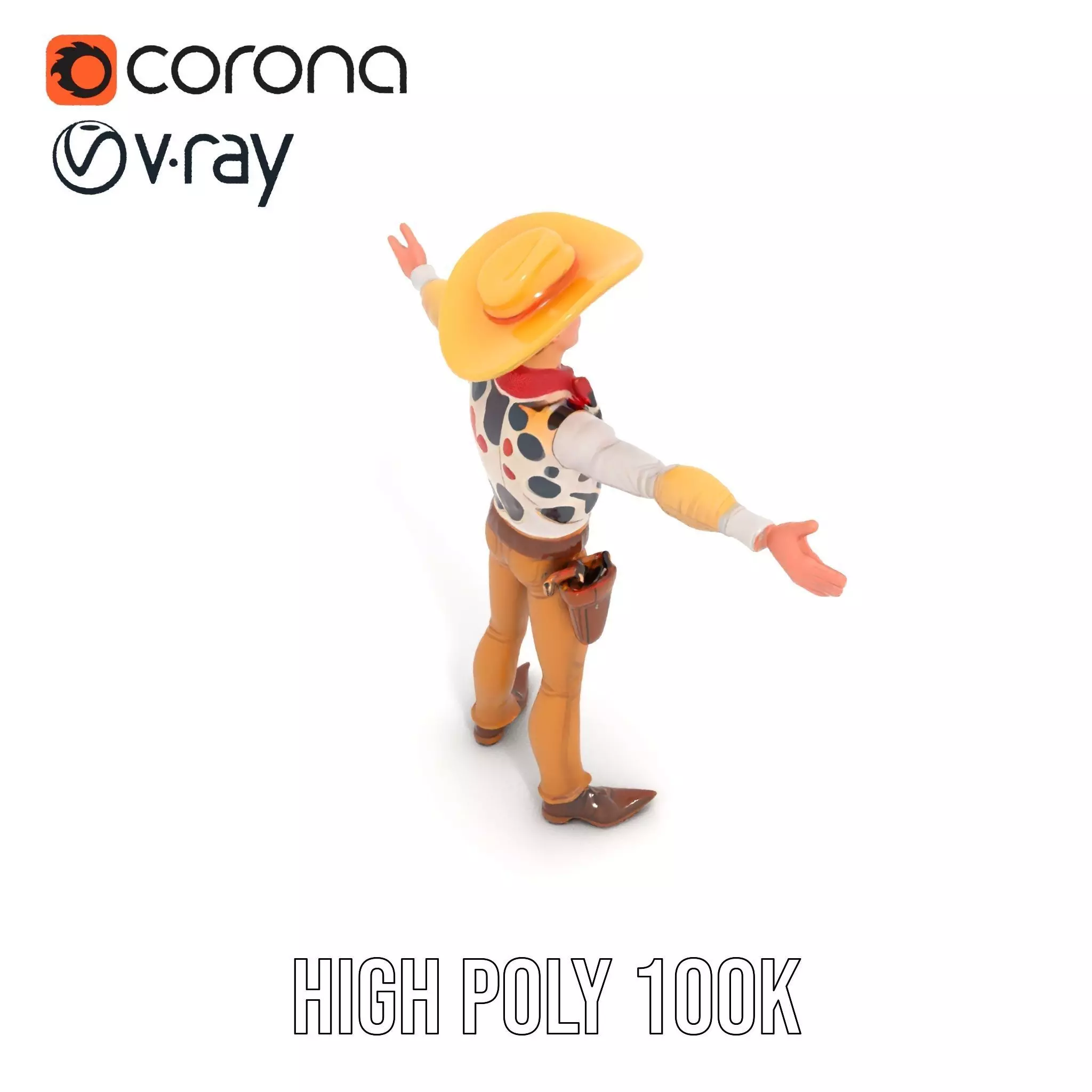 Cowboy Character Model Pack with Detailed Textures Low-poly 3D model_19