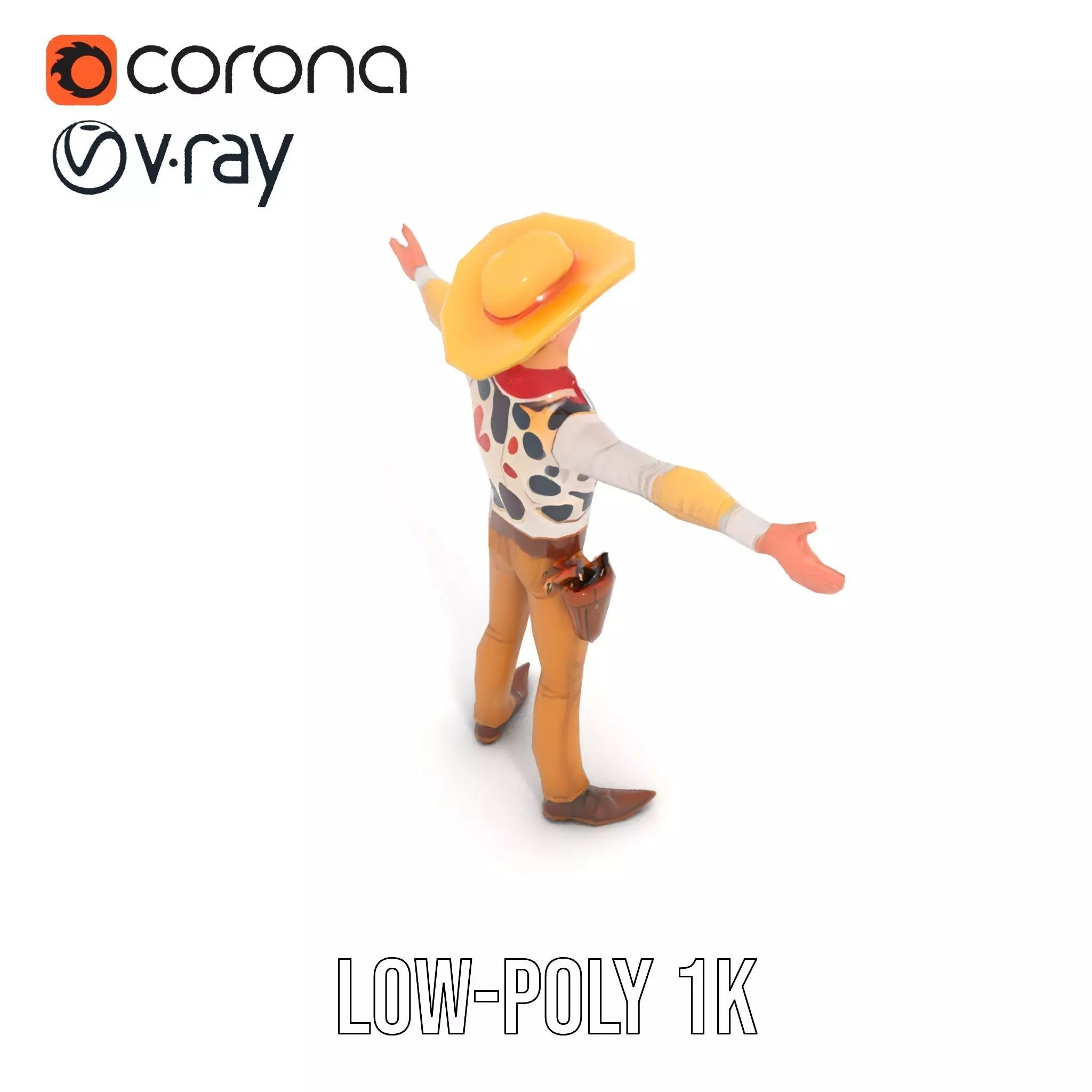 Cowboy Character Model Pack with Detailed Textures Low-poly 3D model_24