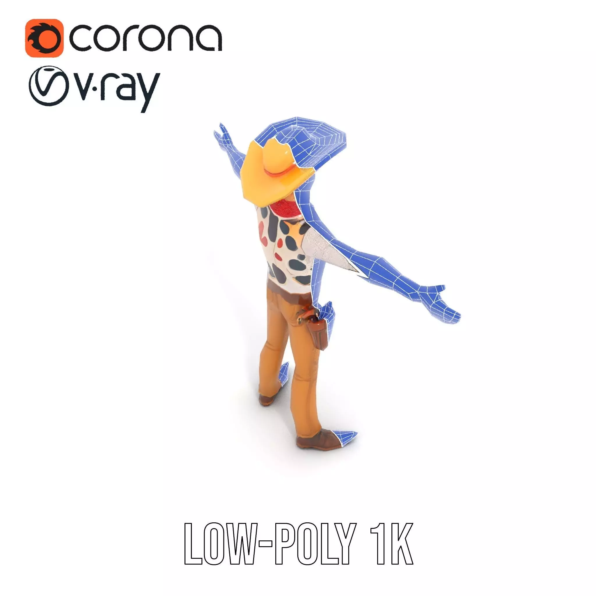 Cowboy Character Model Pack with Detailed Textures Low-poly 3D model_27