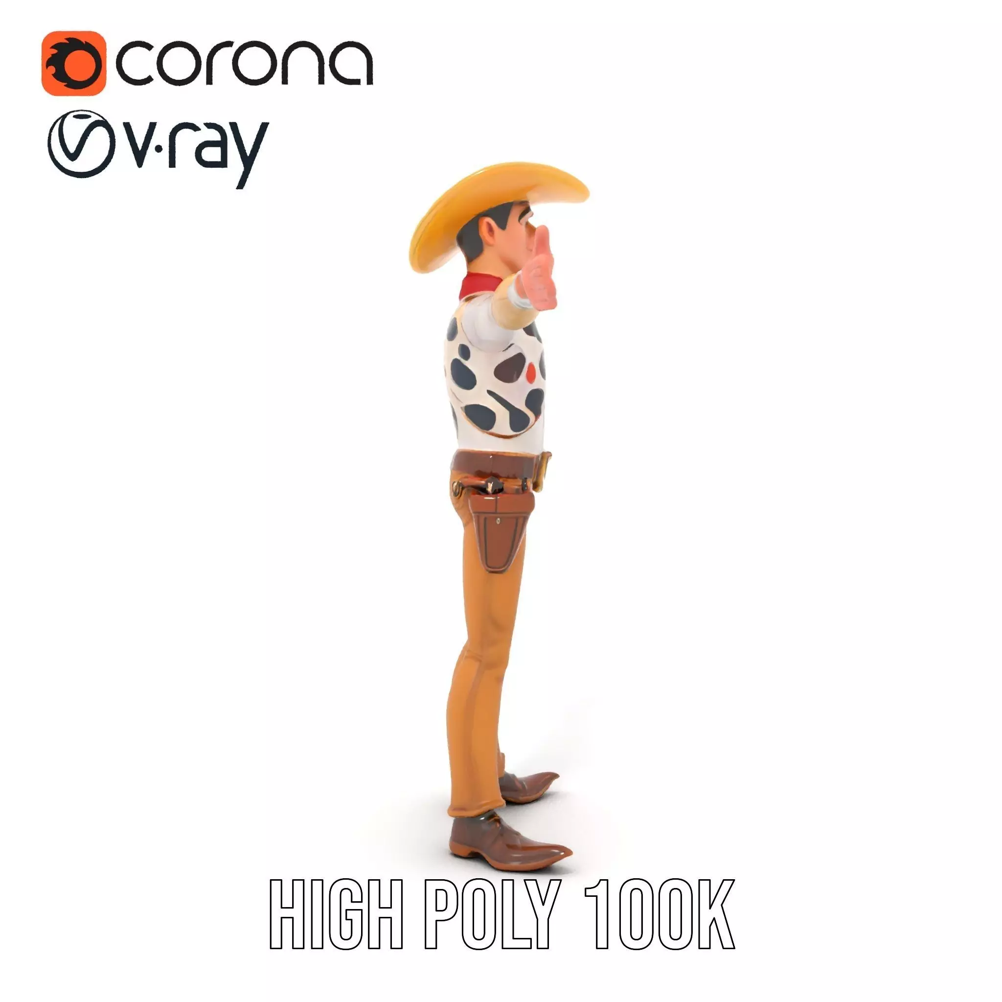 Cowboy Character Model Pack with Detailed Textures Low-poly 3D model_22
