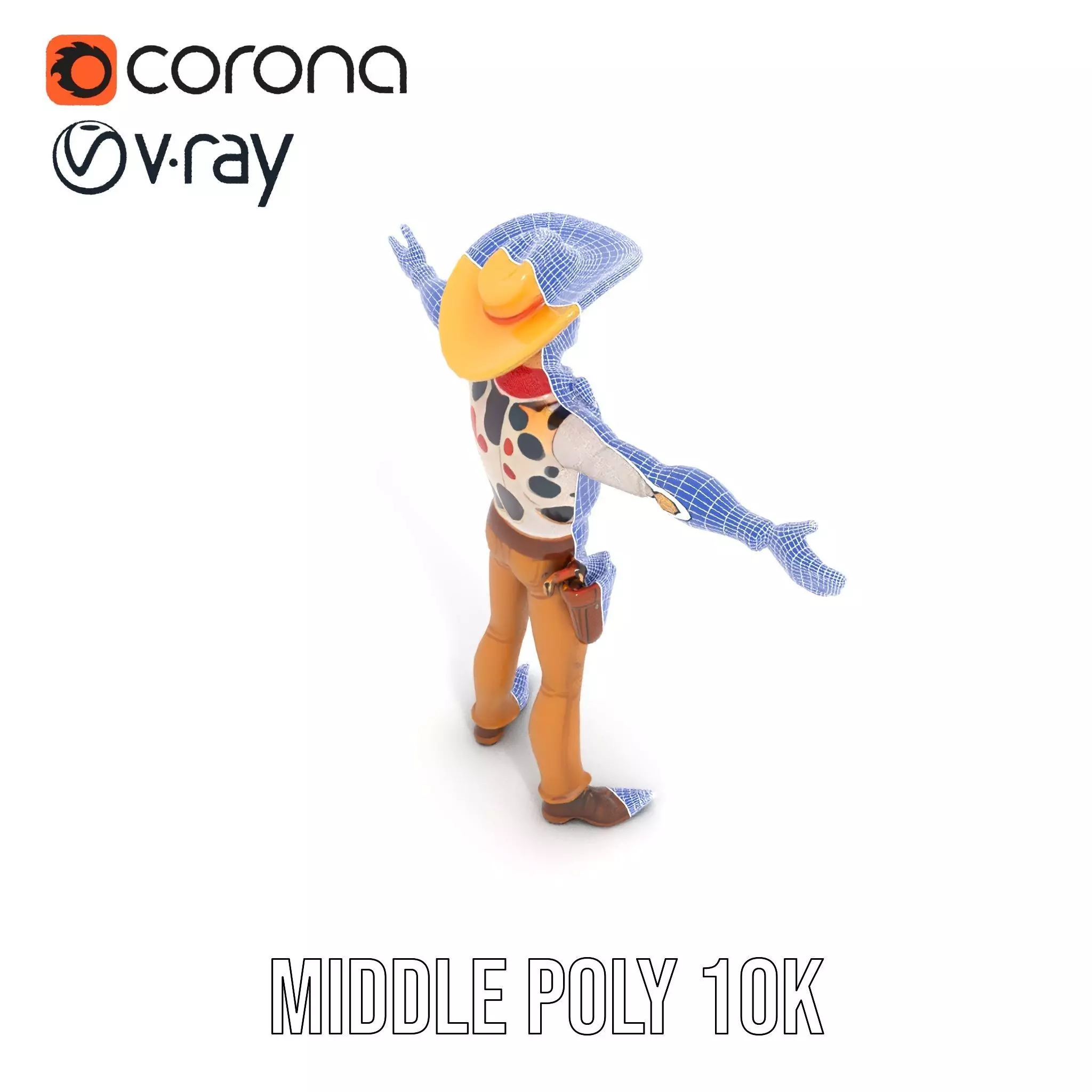 Cowboy Character Model Pack with Detailed Textures Low-poly 3D model_26