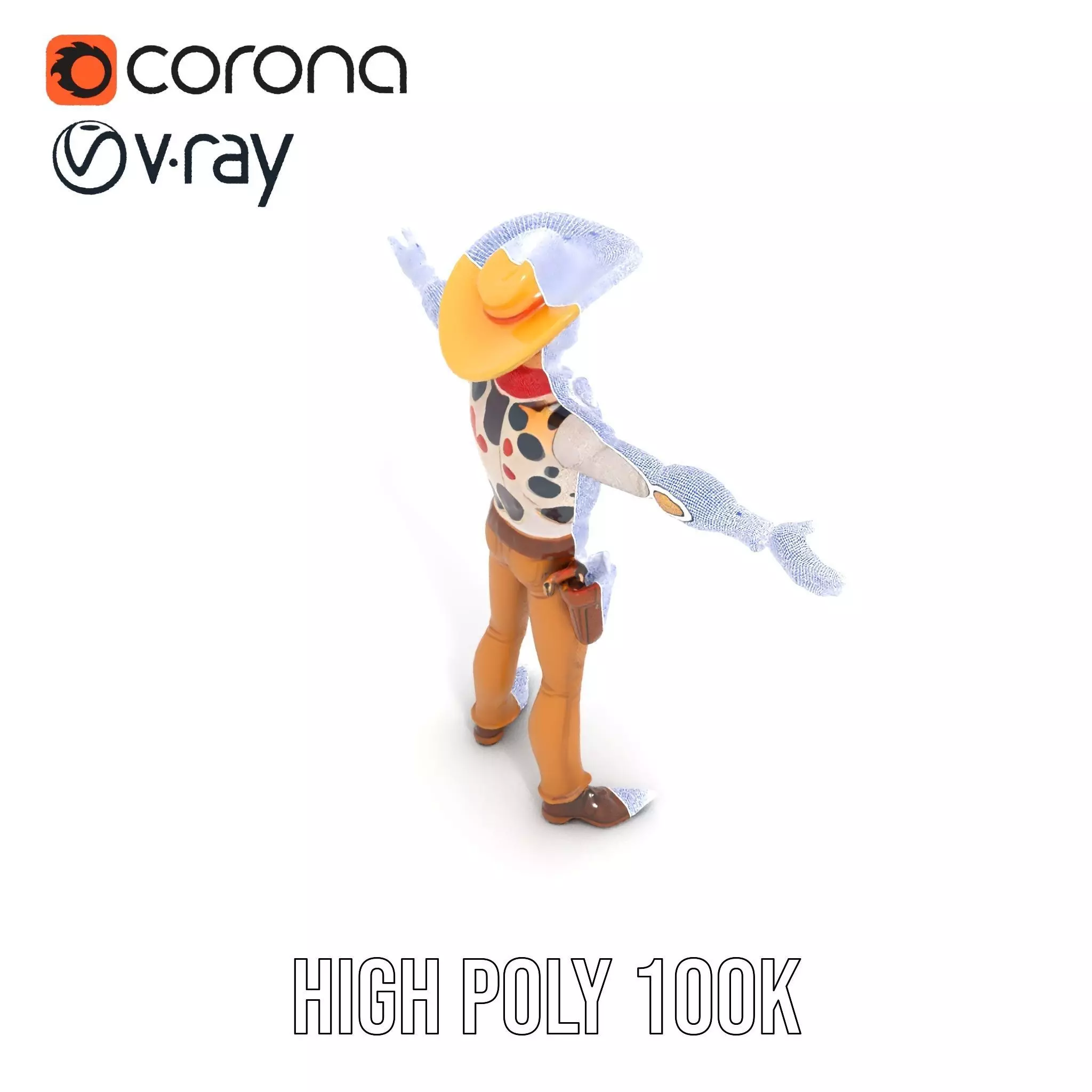Cowboy Character Model Pack with Detailed Textures Low-poly 3D model_33