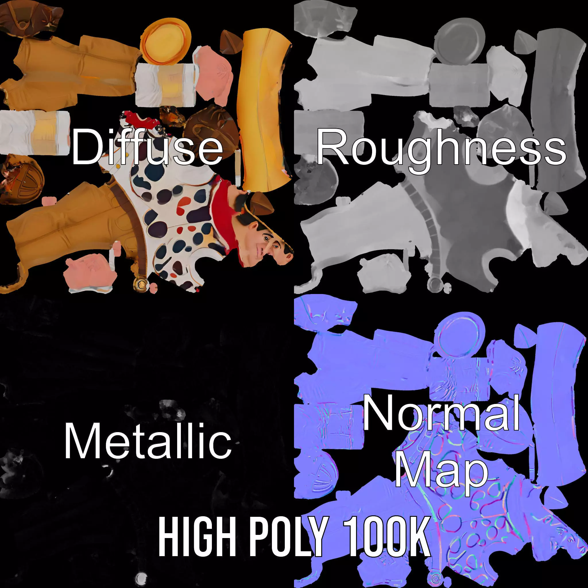 Cowboy Character Model Pack with Detailed Textures Low-poly 3D model_3