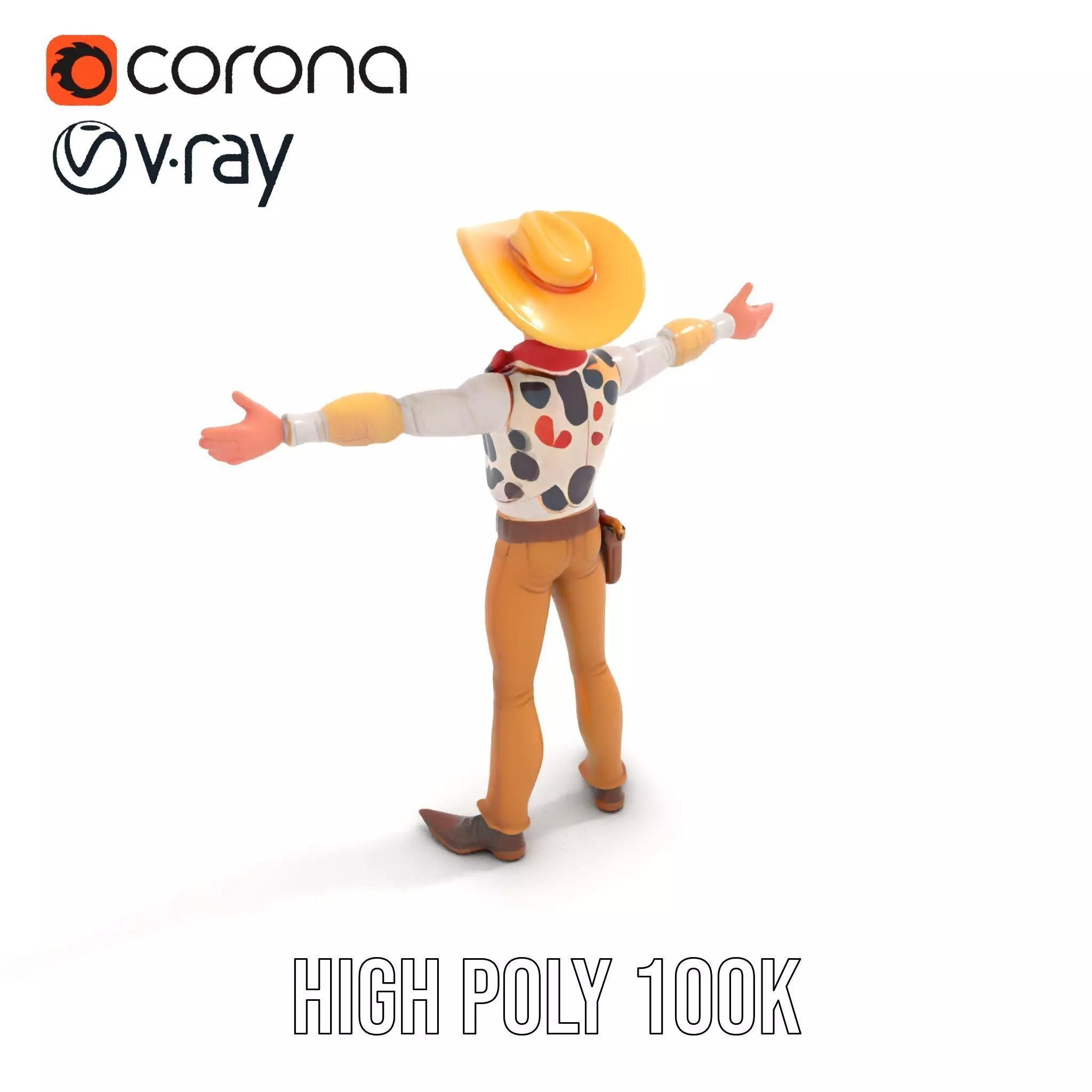 Cowboy Character Model Pack with Detailed Textures Low-poly 3D model_11