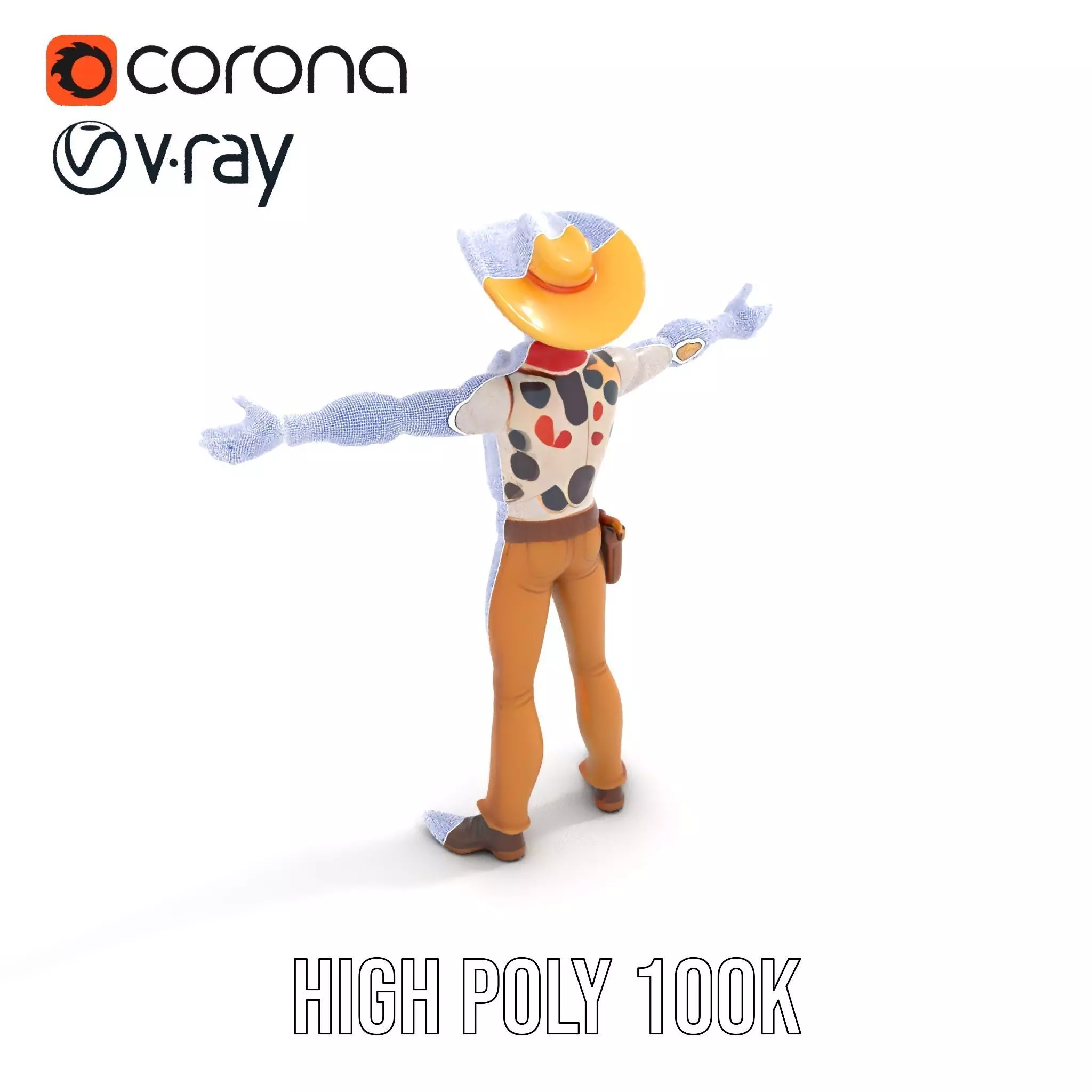 Cowboy Character Model Pack with Detailed Textures Low-poly 3D model_31