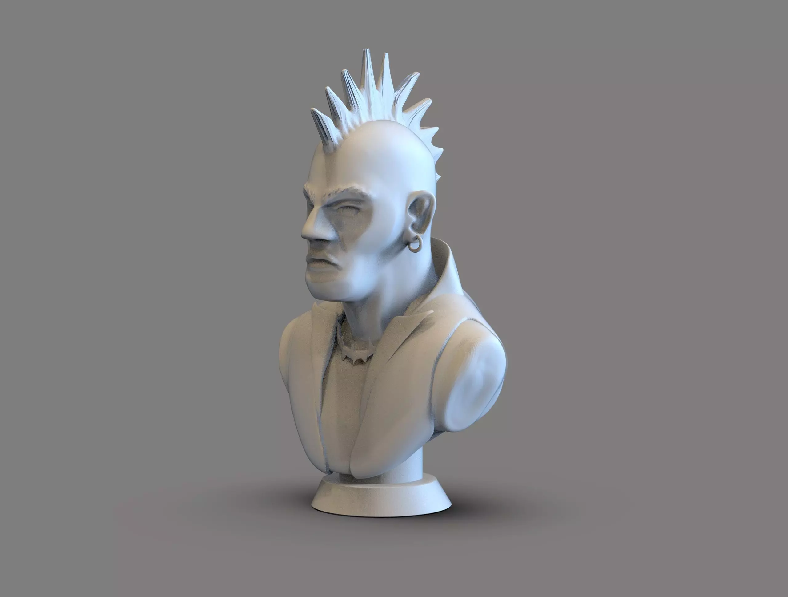 Punk dude bust 3D print model_3