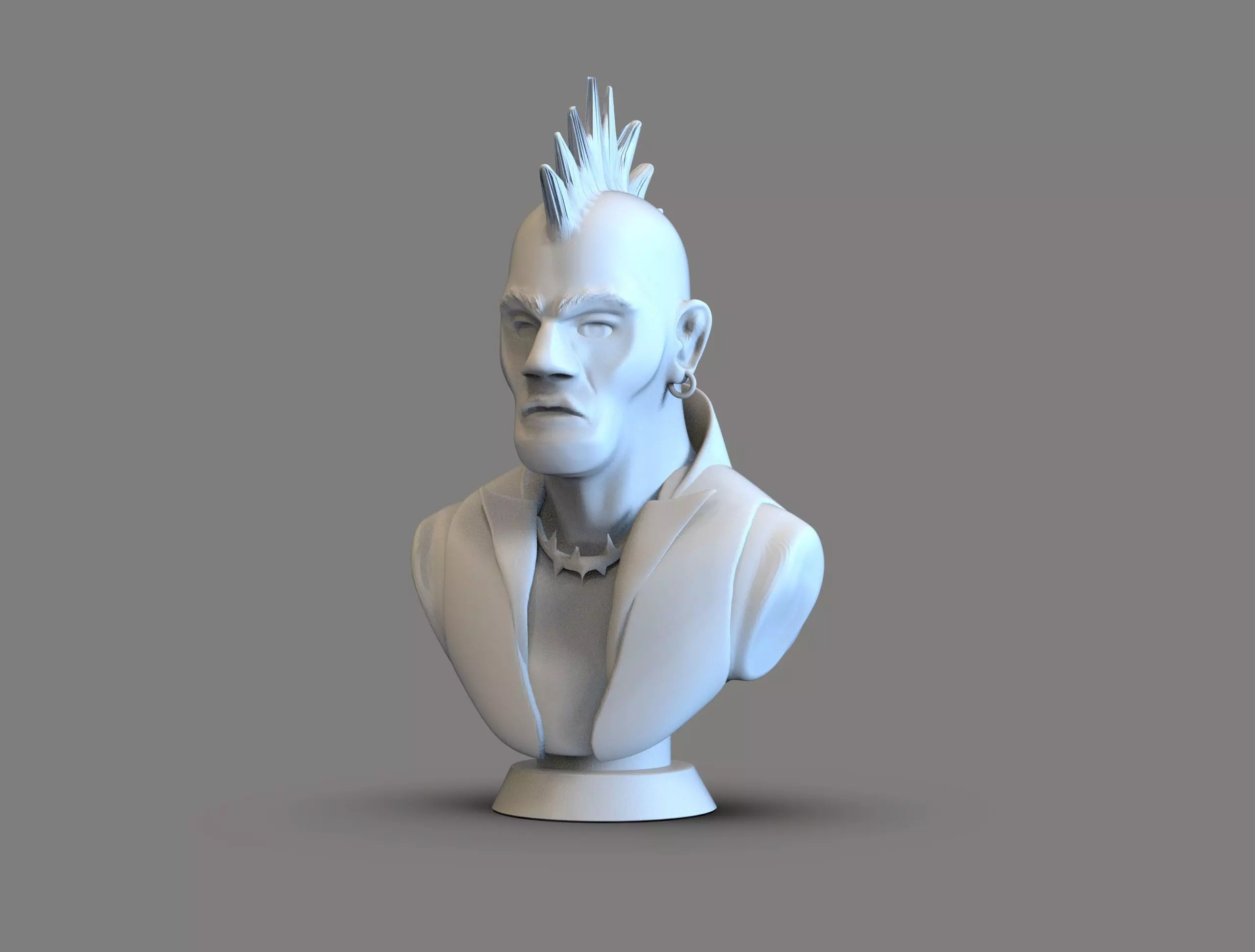 Punk dude bust 3D print model_0