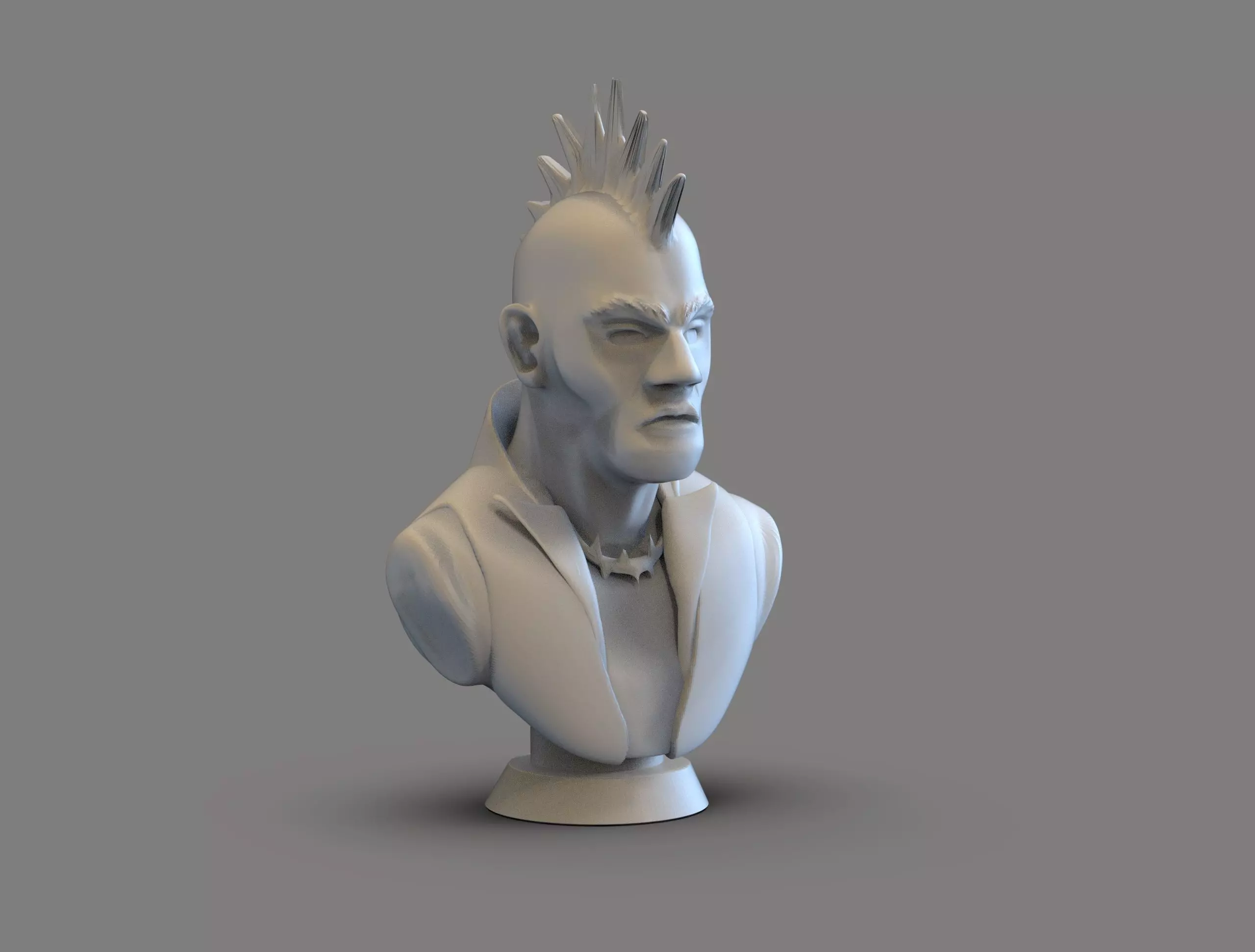 Punk dude bust 3D print model_2