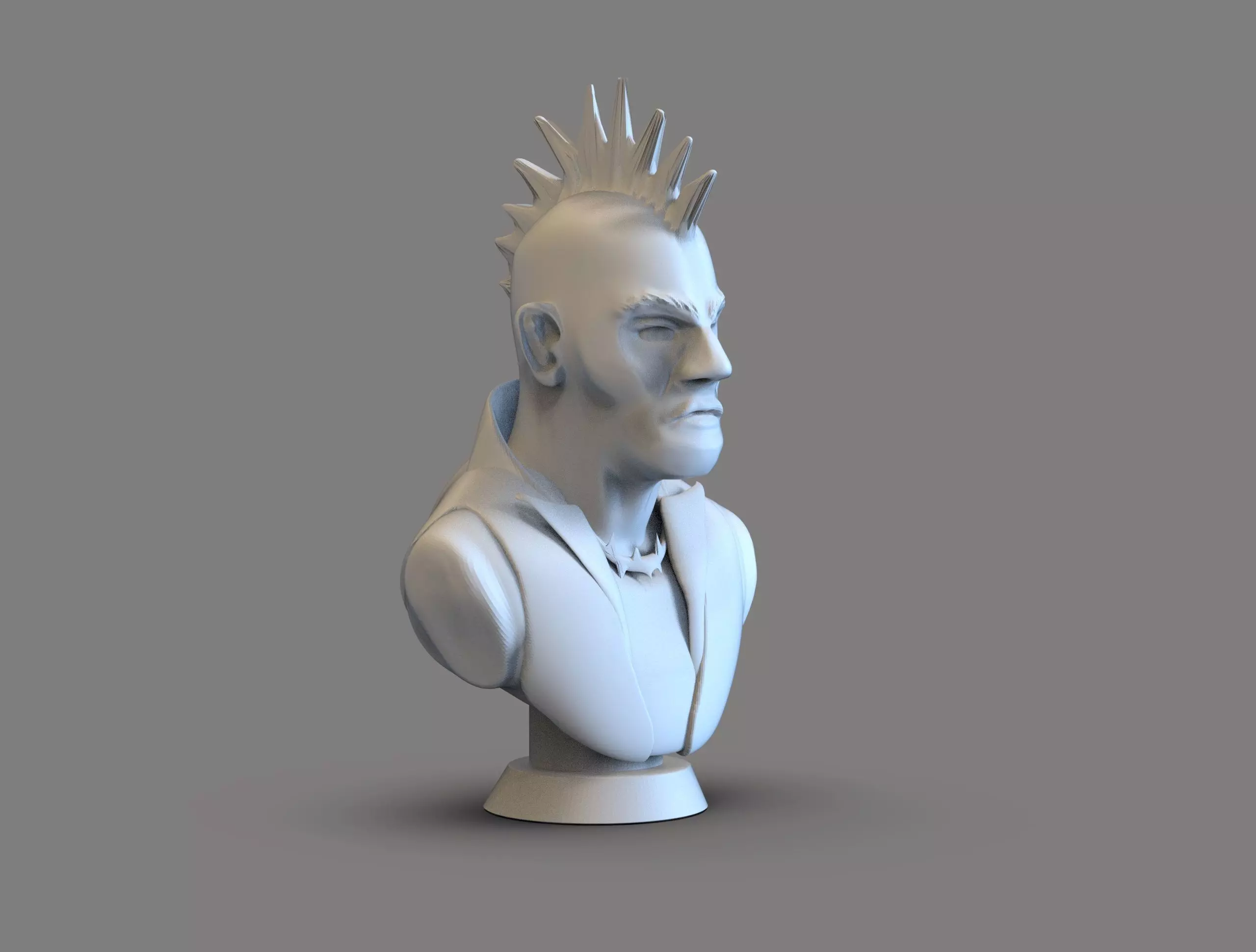 Punk dude bust 3D print model_4