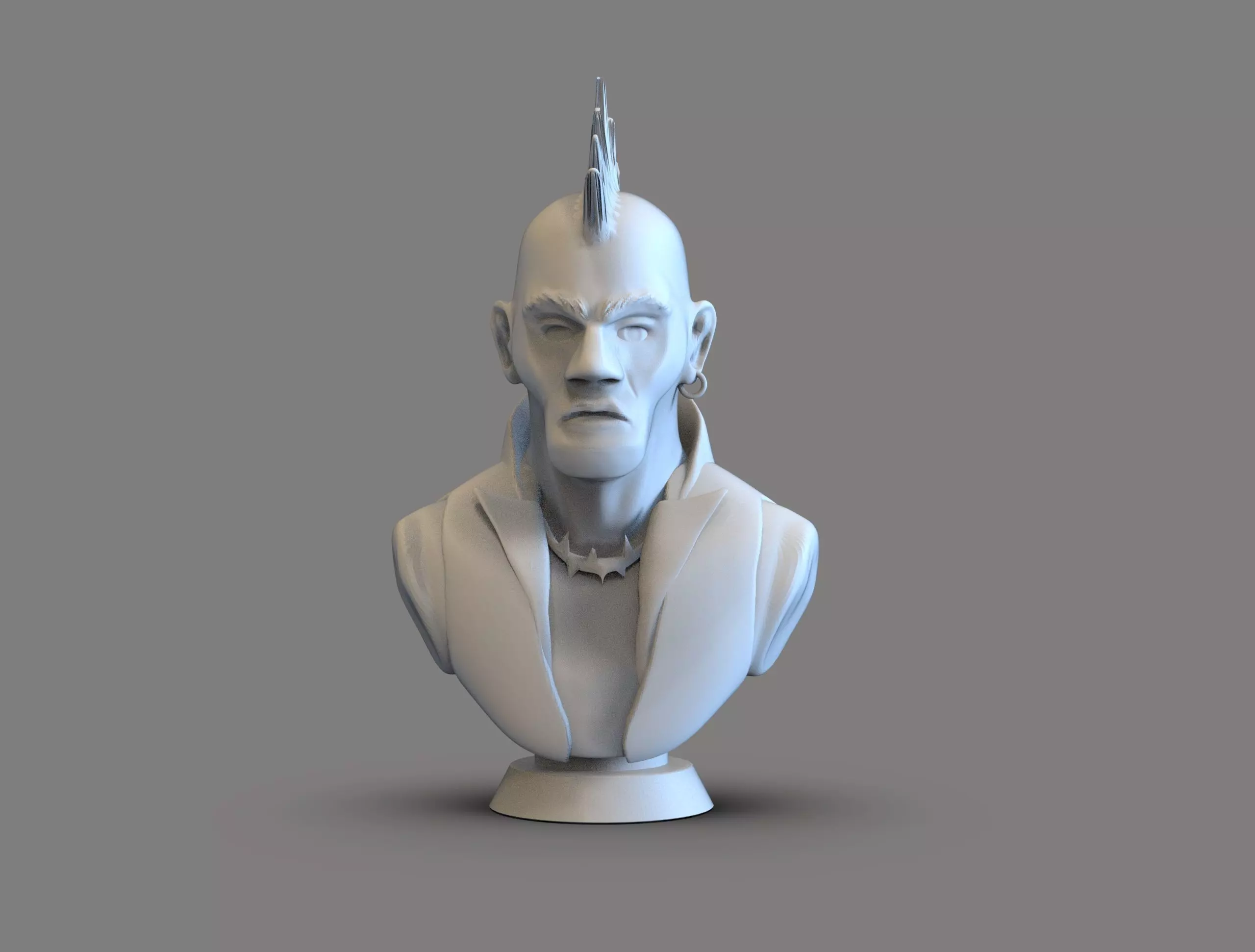 Punk dude bust 3D print model_1