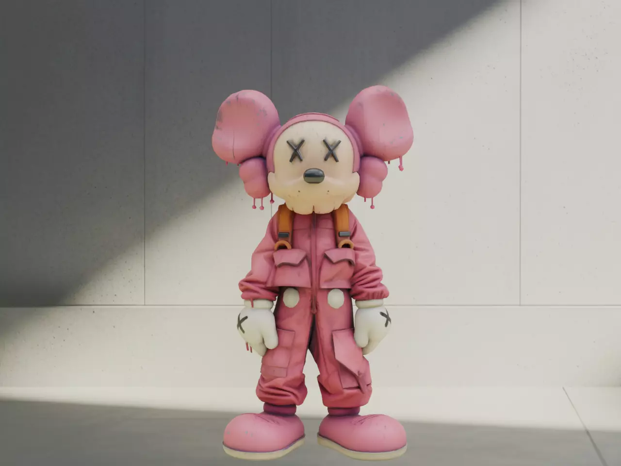 Kaws x Mickey Mouse Pink Drip Fan Art Toy Printable 3D print model_0