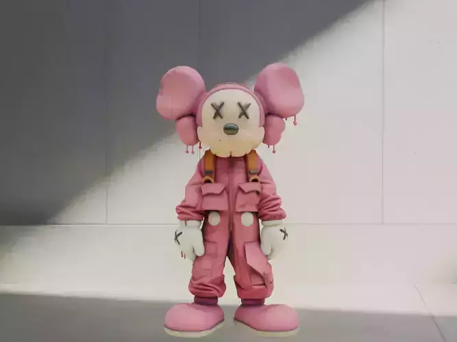 Kaws x Mickey Mouse Pink Drip Fan Art Toy Printable 3D print model