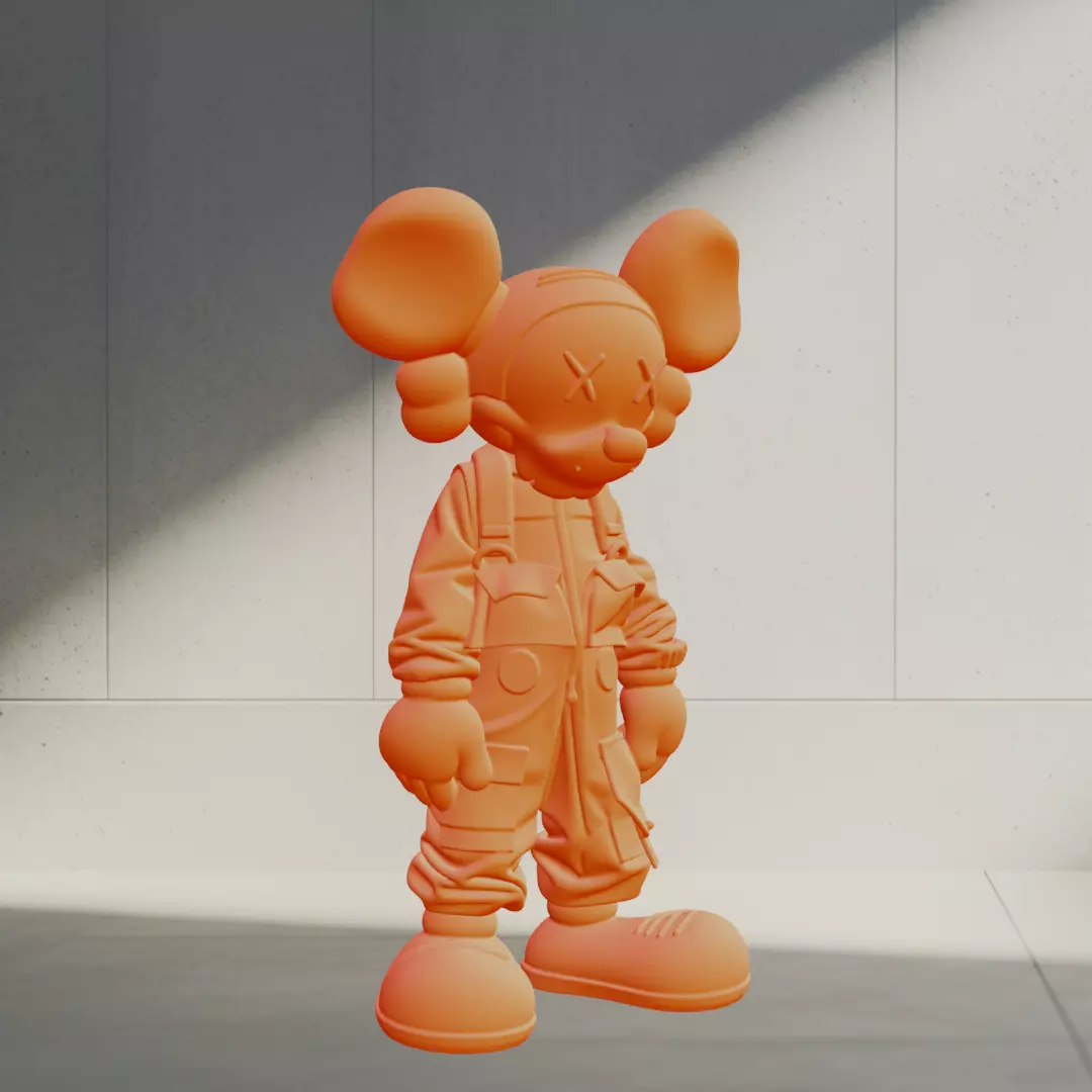 Kaws x Mickey Mouse Pink Drip Fan Art Toy Printable 3D print model_12