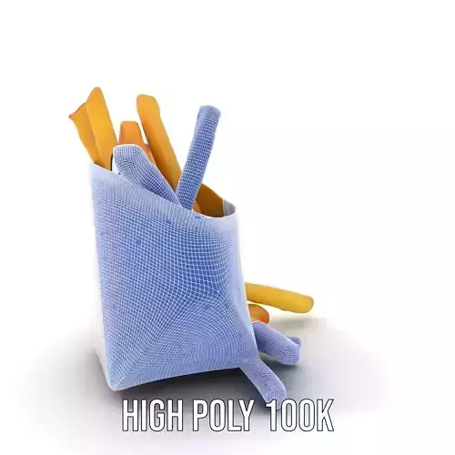 French Fries with Packaging Model Pack Low-poly 3D model 4