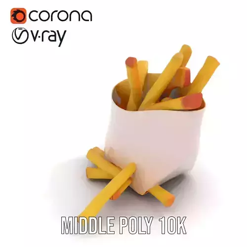 French Fries with Packaging Model Pack Low-poly 3D model 5