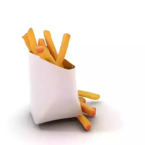 French Fries with Packaging Model Pack Low-poly 3D model 6