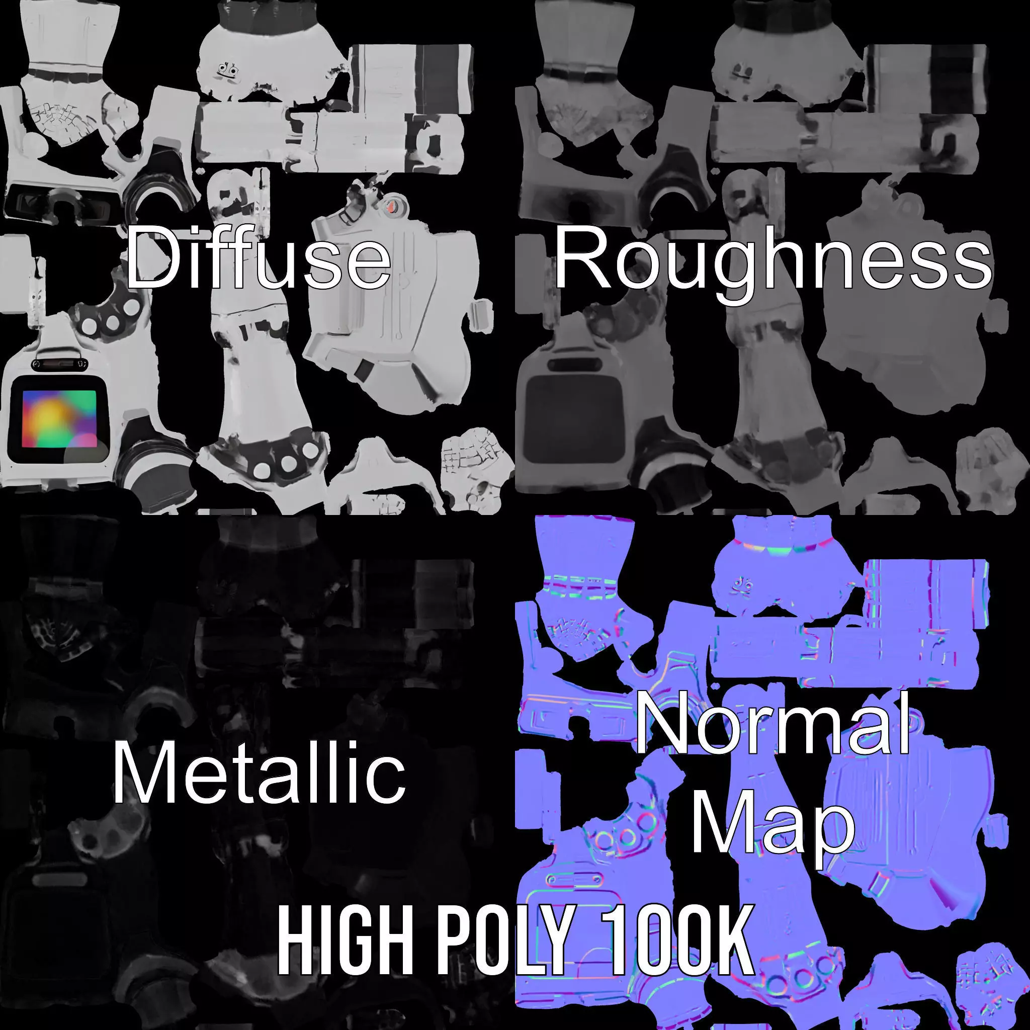 Smiling Robot with Screen model pack Low-poly 3D model_3