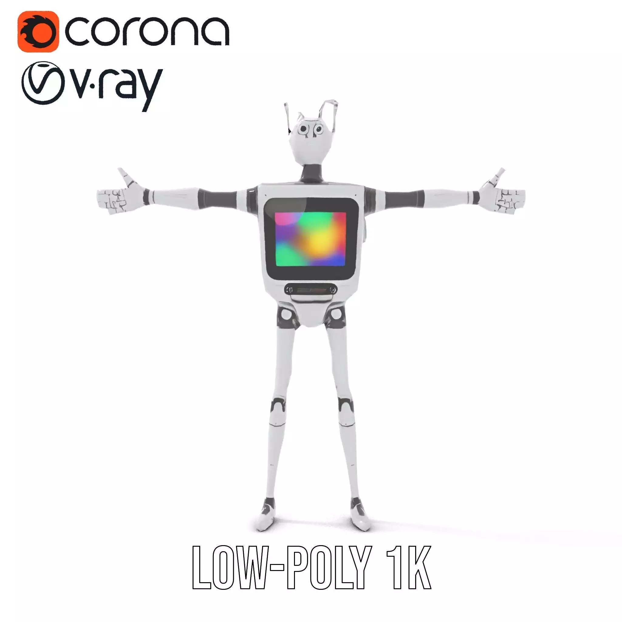 Smiling Robot with Screen model pack Low-poly 3D model_16