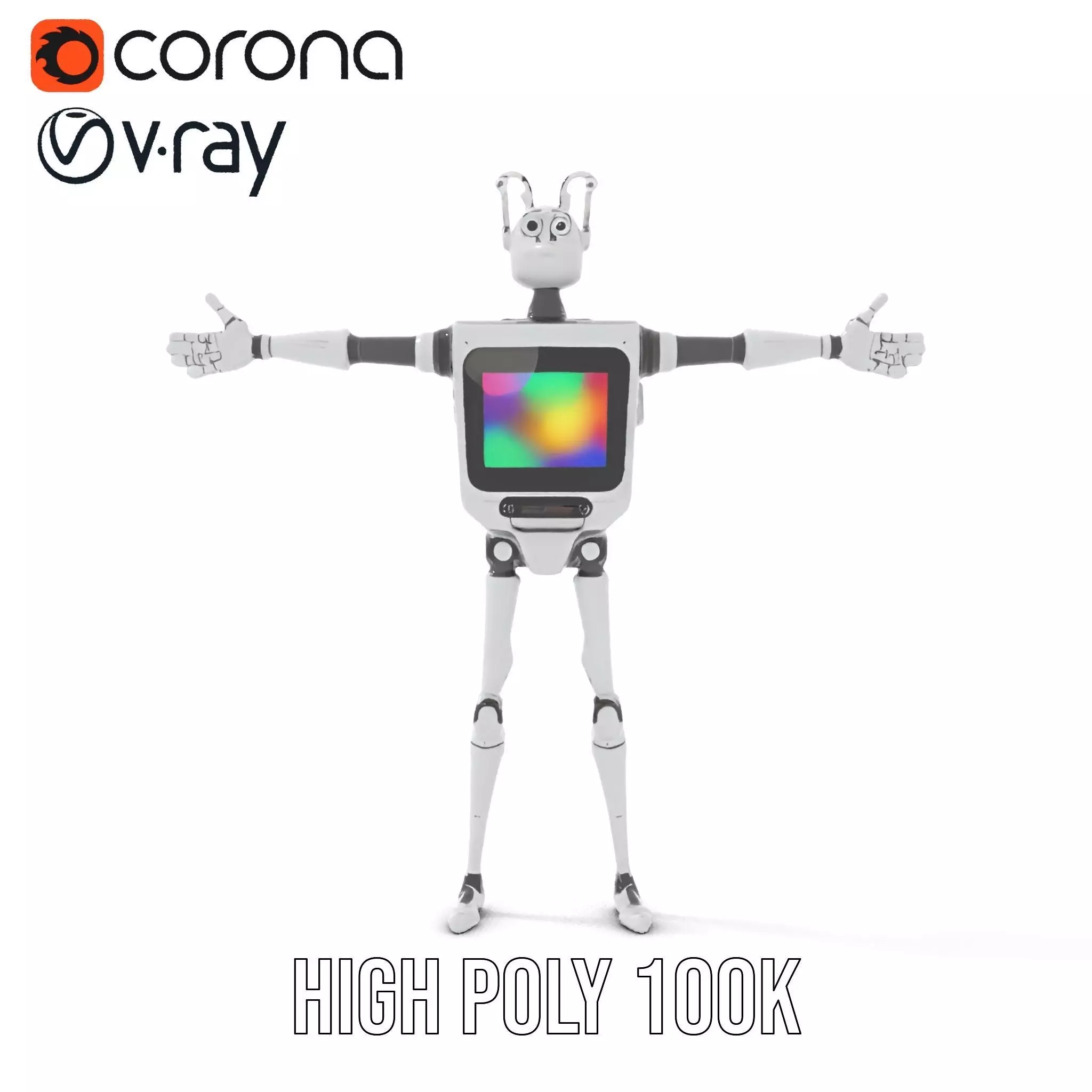 Smiling Robot with Screen model pack Low-poly 3D model_28