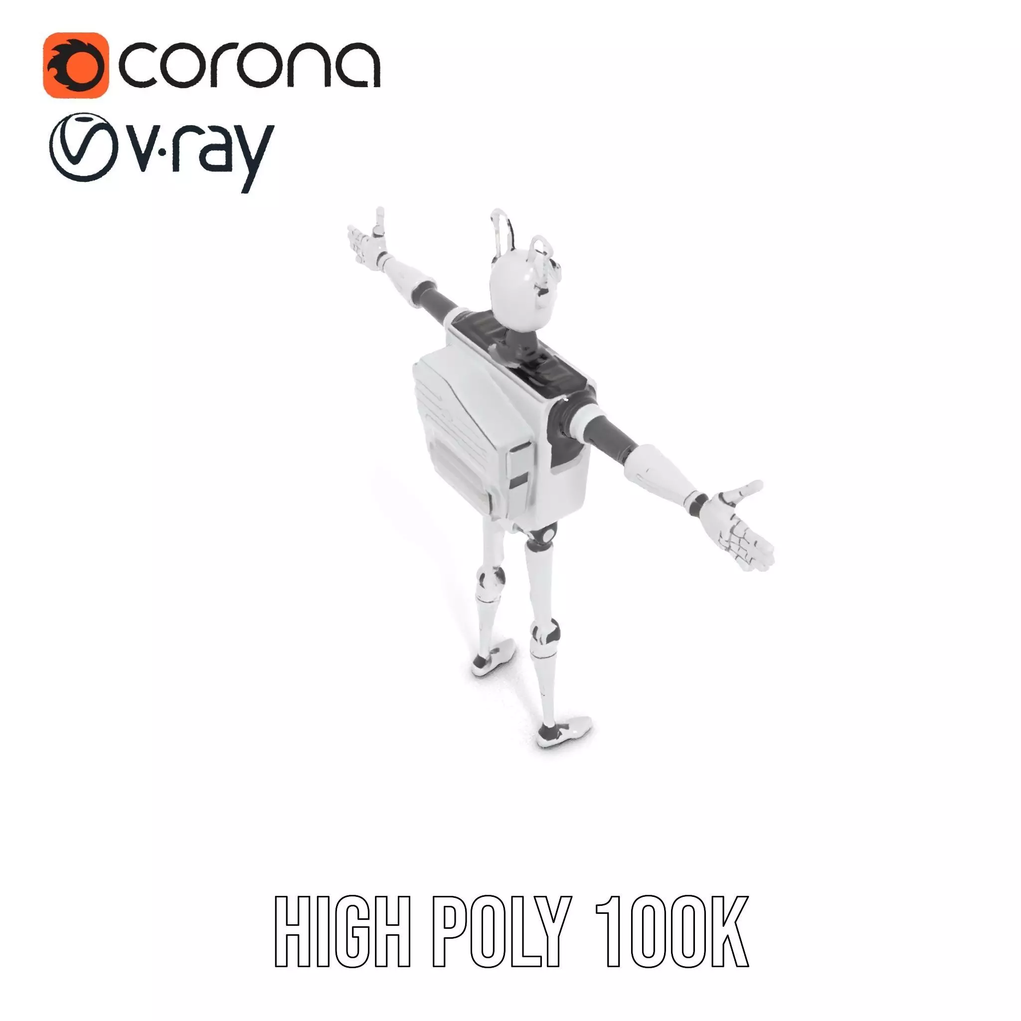 Smiling Robot with Screen model pack Low-poly 3D model_11