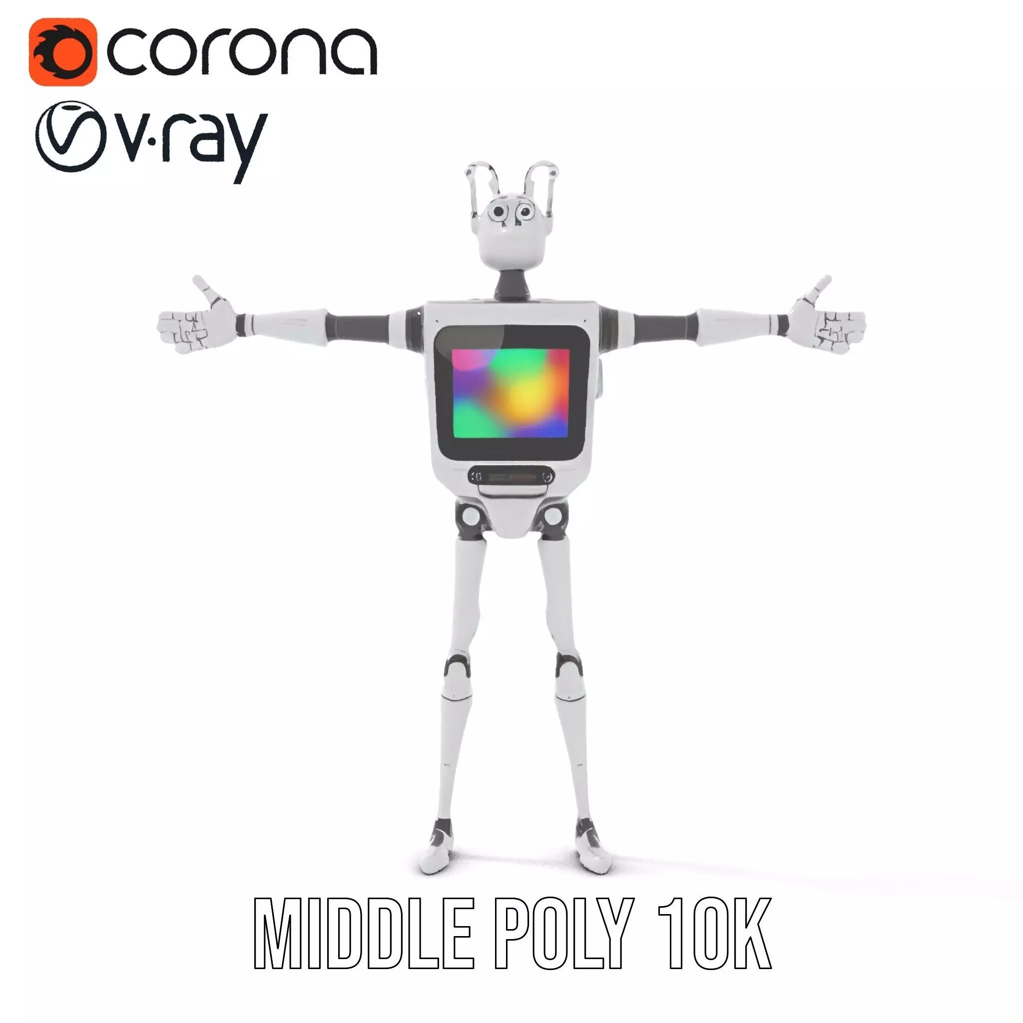 Smiling Robot with Screen model pack Low-poly 3D model_6