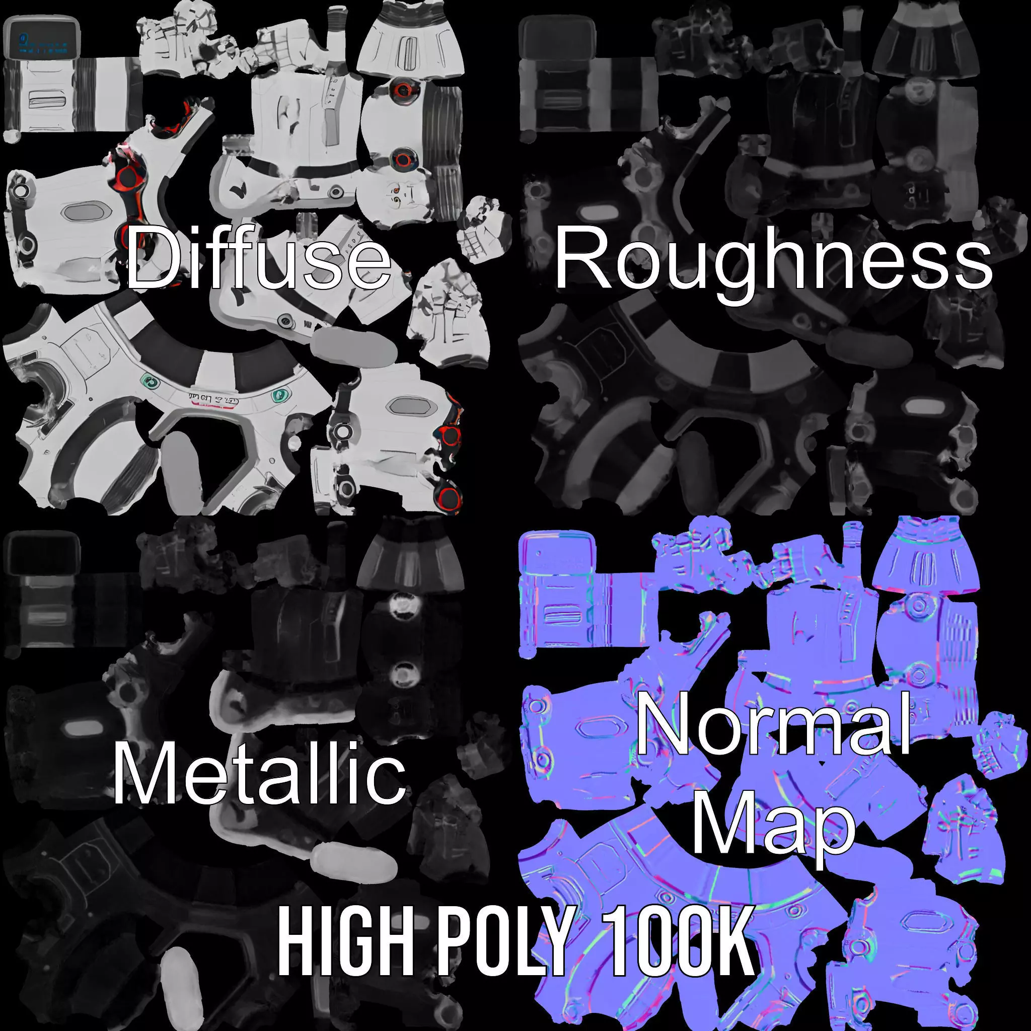 Retro Robot Character Model Pack Low-poly 3D model_3