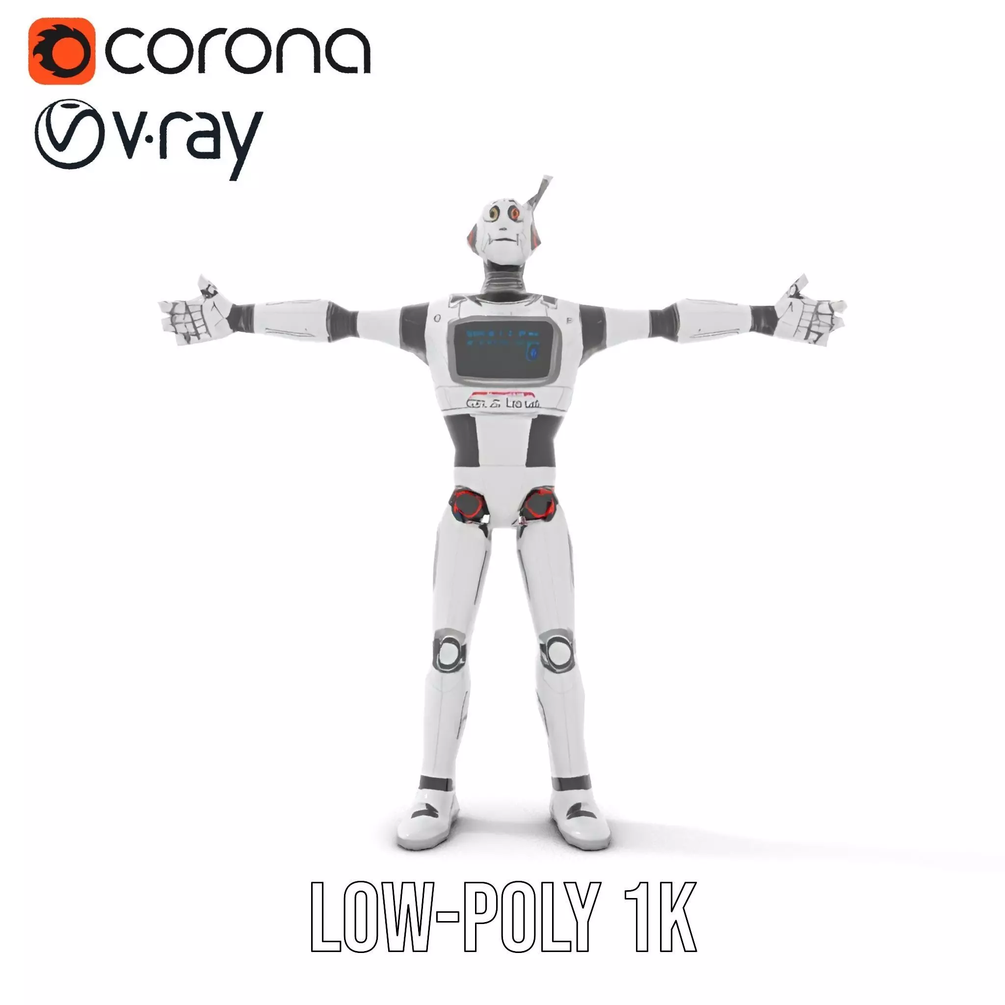 Retro Robot Character Model Pack Low-poly 3D model_7