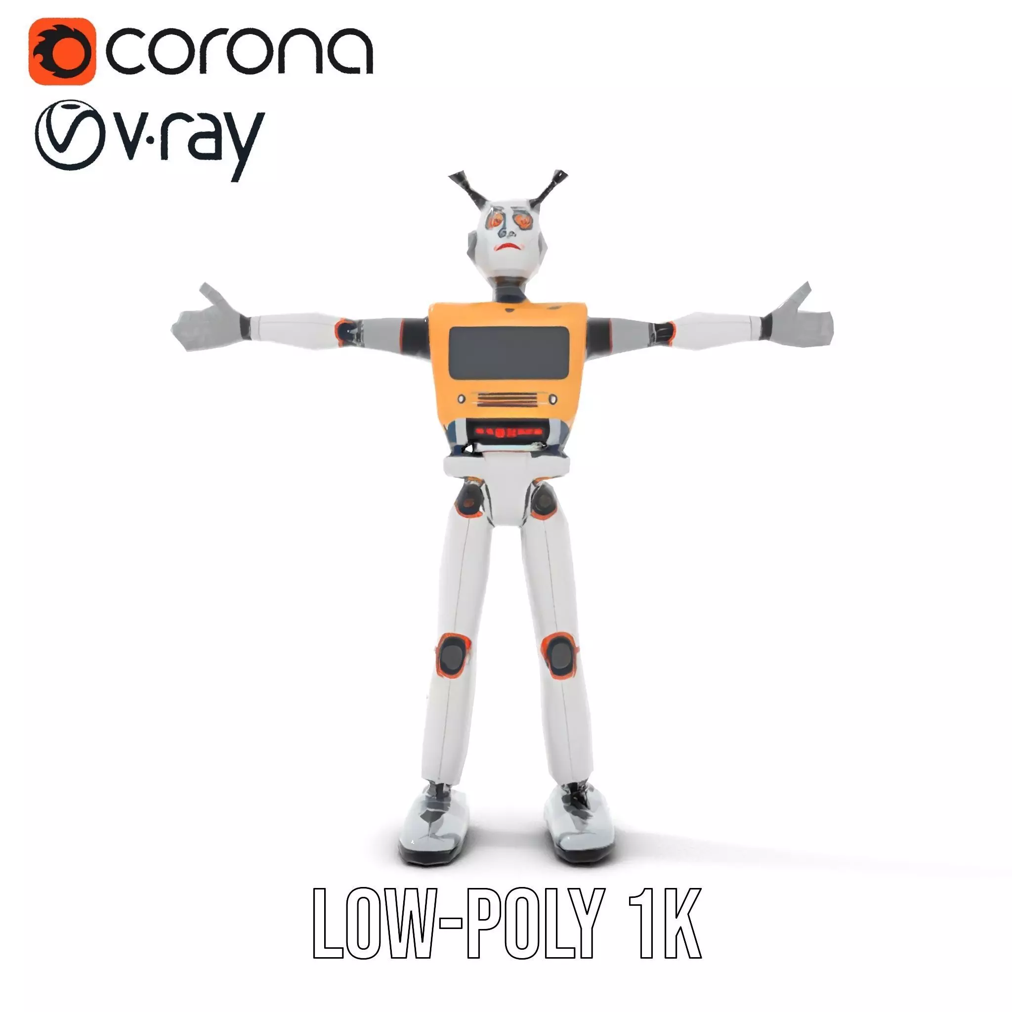 Retro Robot Character Model Pack Low-poly 3D model_8