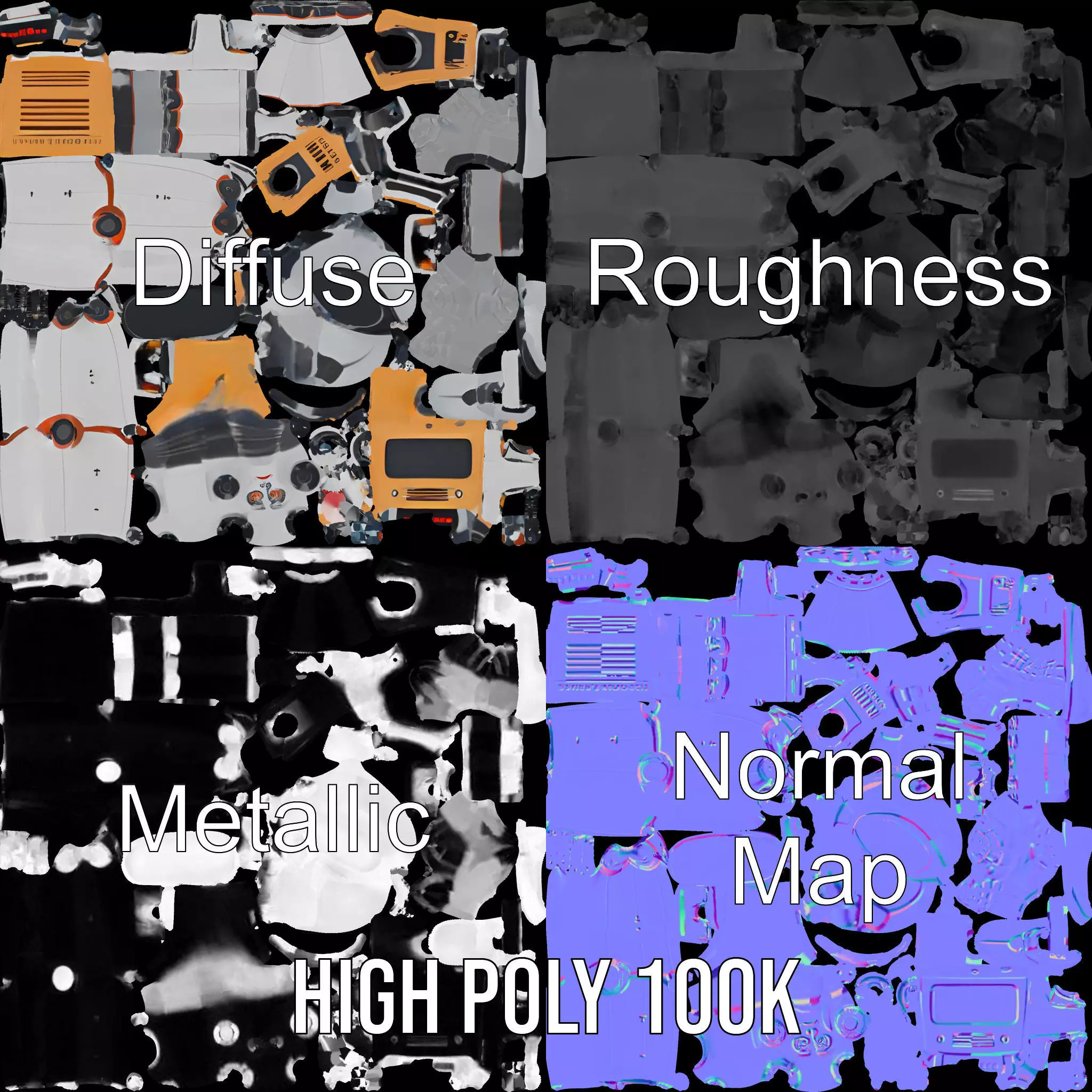 Retro Robot Character Model Pack Low-poly 3D model_3